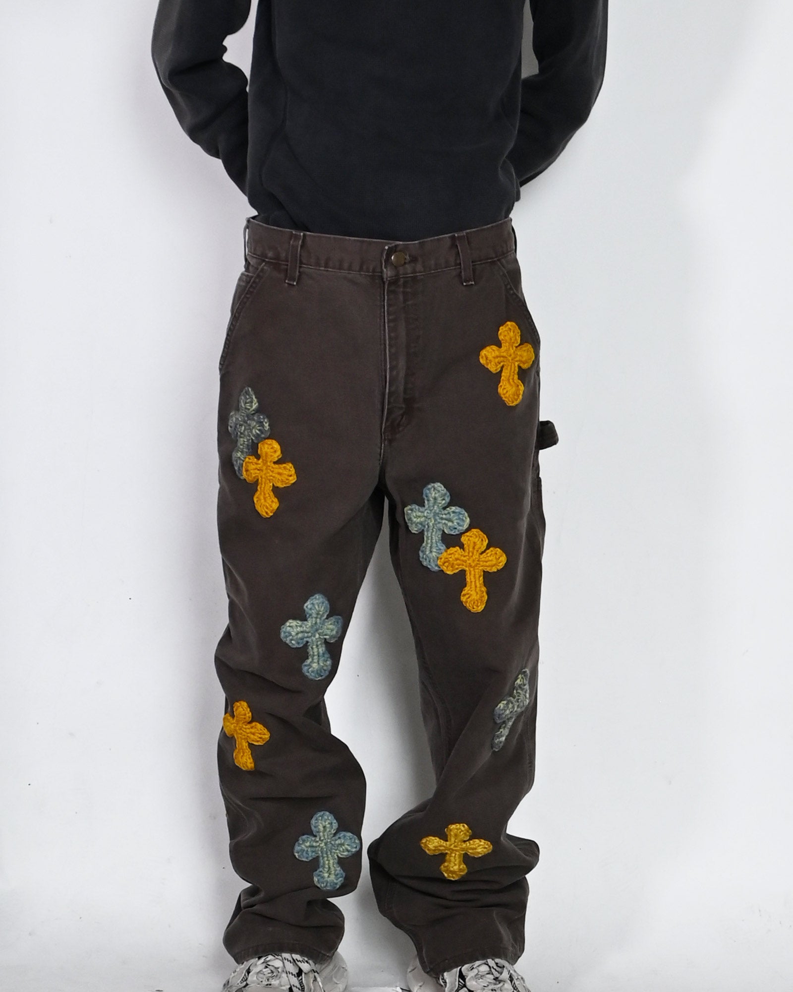 Y.A.R.N.・ヤーン - デニムパンツ Y.A.R.N. CARHARTT REMAKED PANTS-9 / BROWN