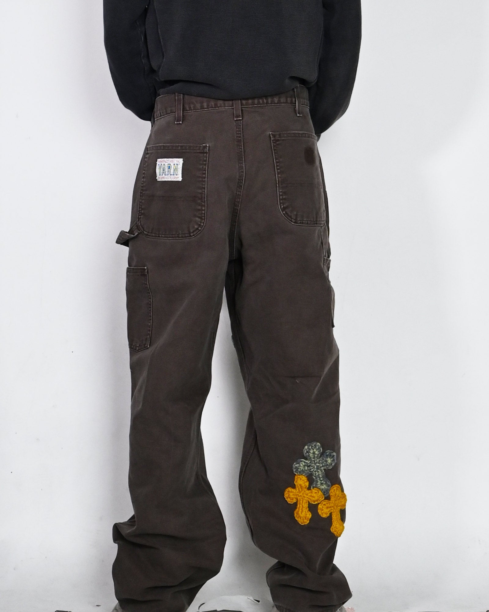 Y.A.R.N.・ヤーン - デニムパンツ Y.A.R.N. CARHARTT REMAKED PANTS-9 / BROWN