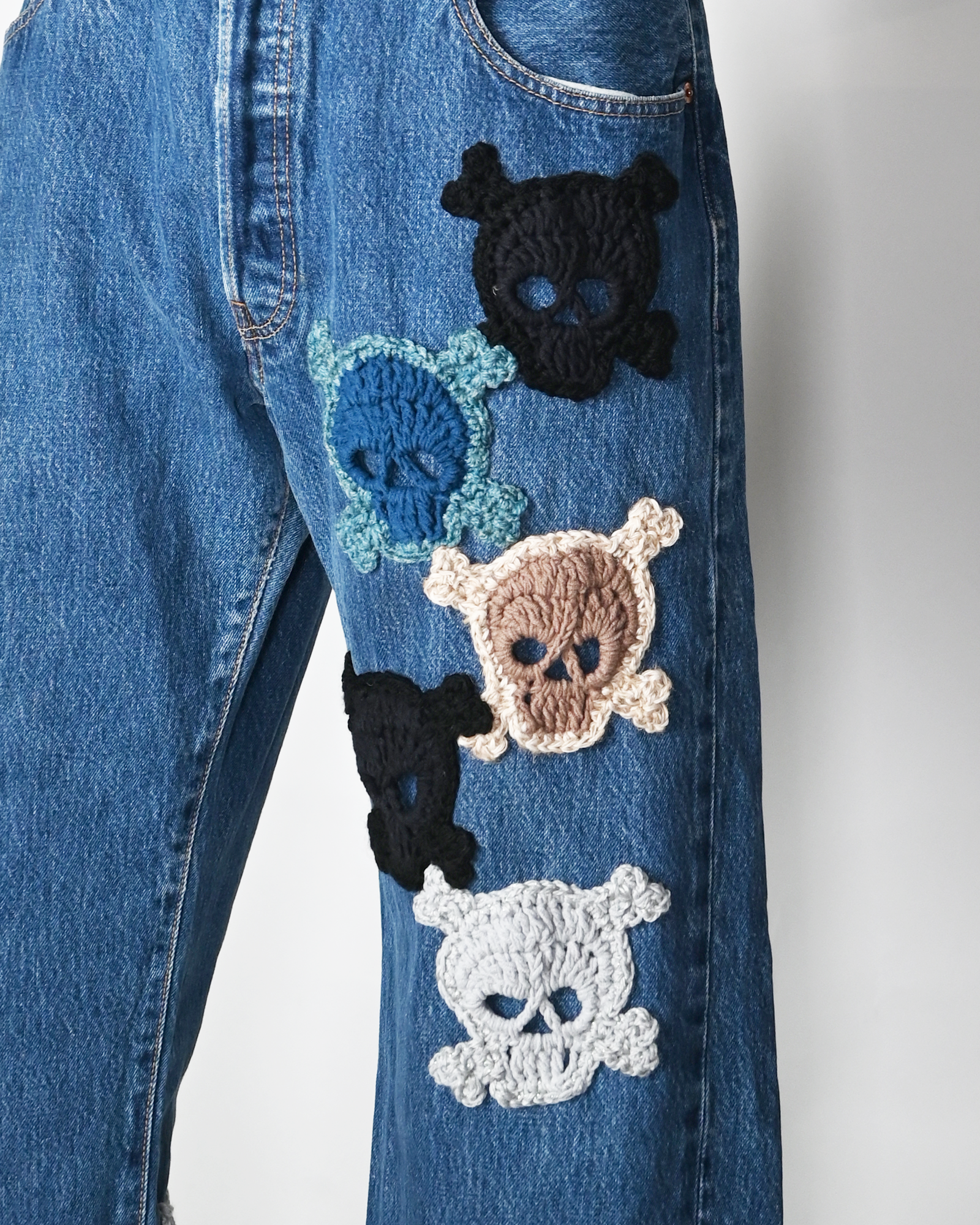Y.A.R.N.・ヤーン - デニムパンツ Y.A.R.N. SKULL DENIM-3 (W36) / MULTI