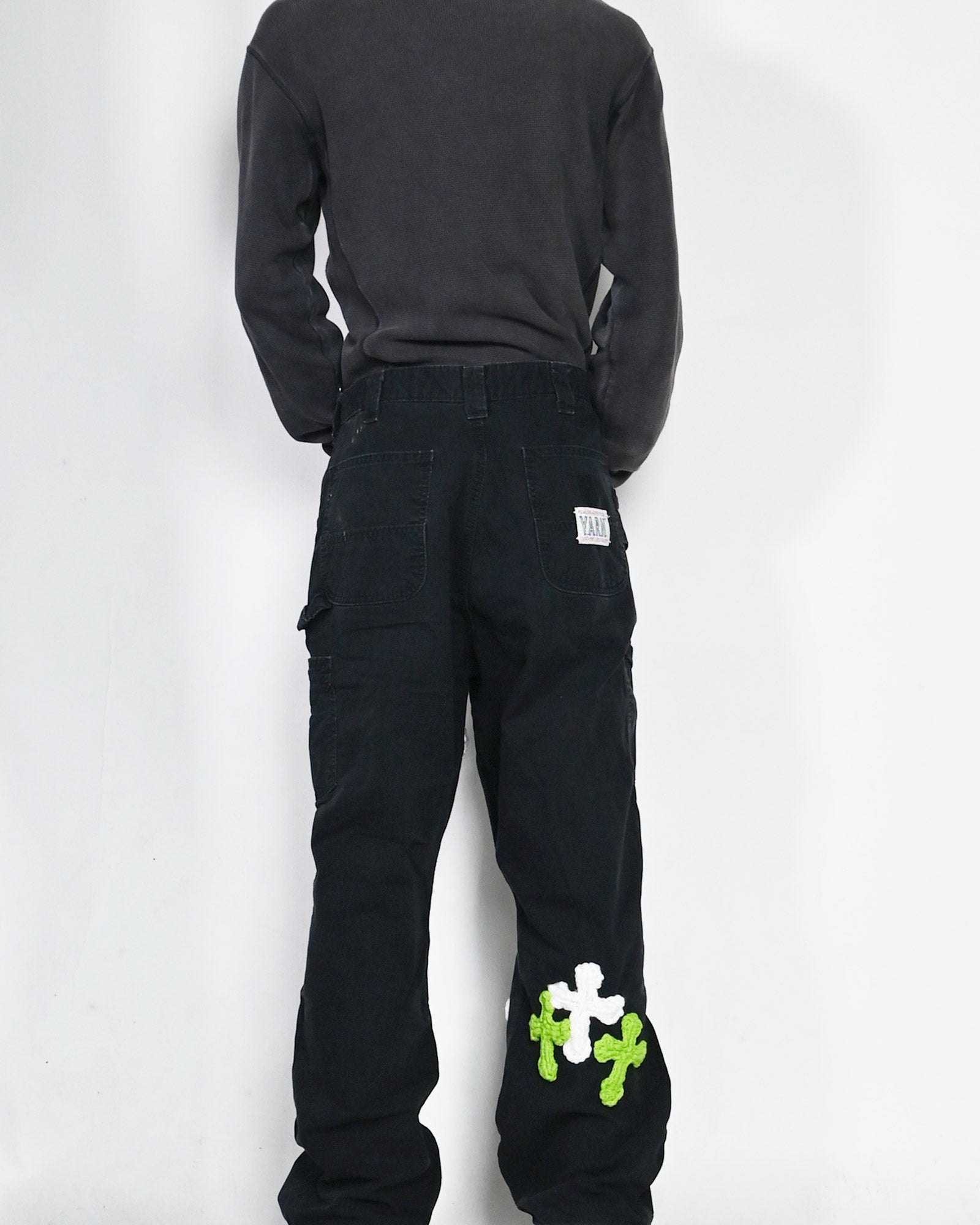 Y.A.R.N.・ヤーン - デニムパンツ Y.A.R.N. CARHARTT REMAKED PANTS-5 / BLACK