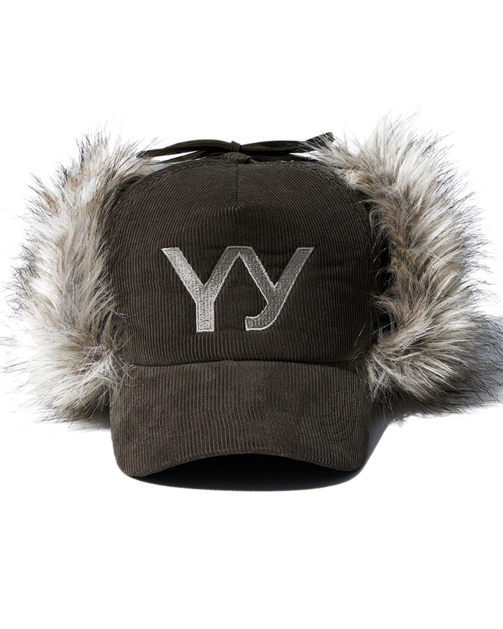 FAUX FUR CORDUROY EARFLAP CAP / KHAKI