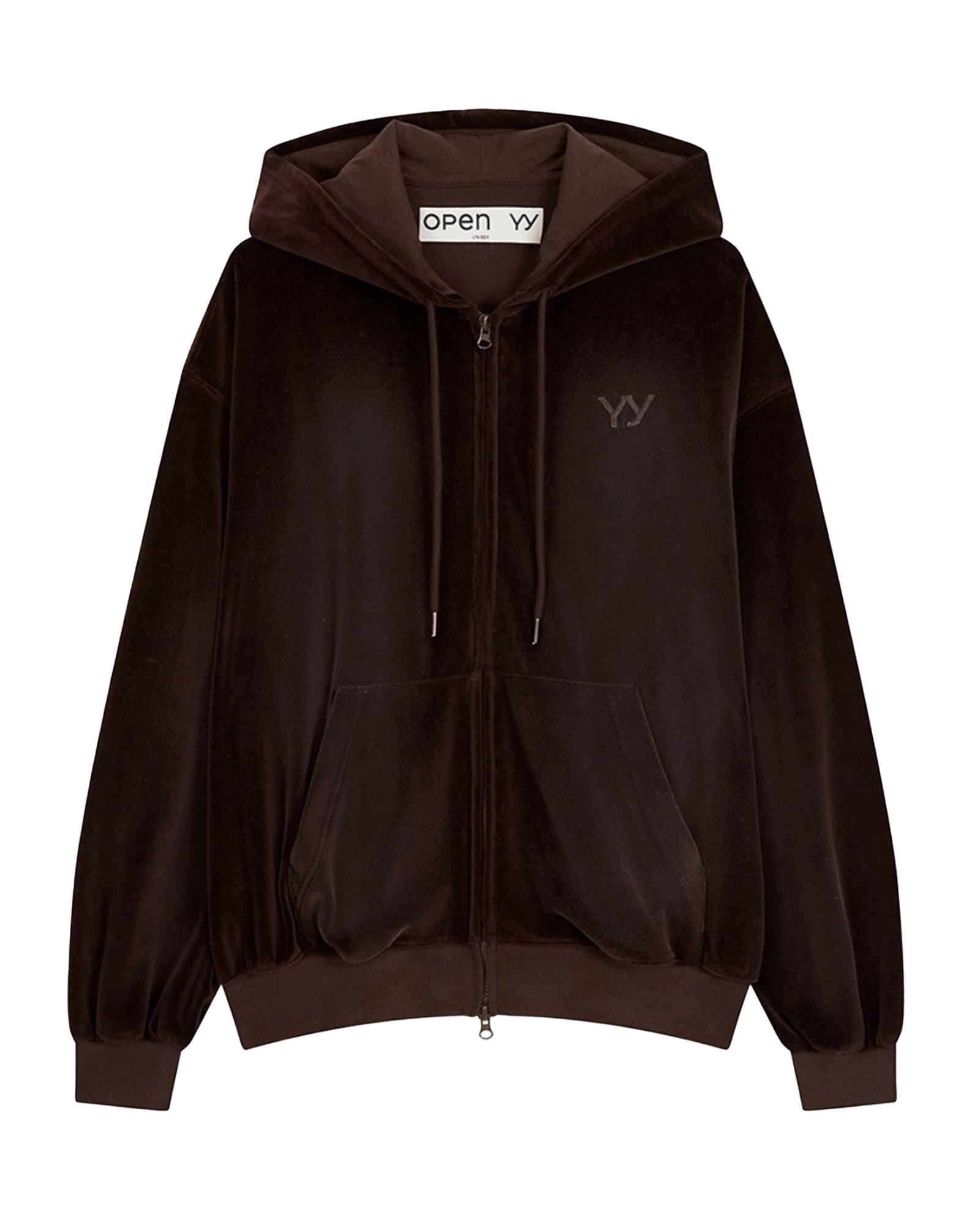 VELOUR BOX HOODIE / BROWN