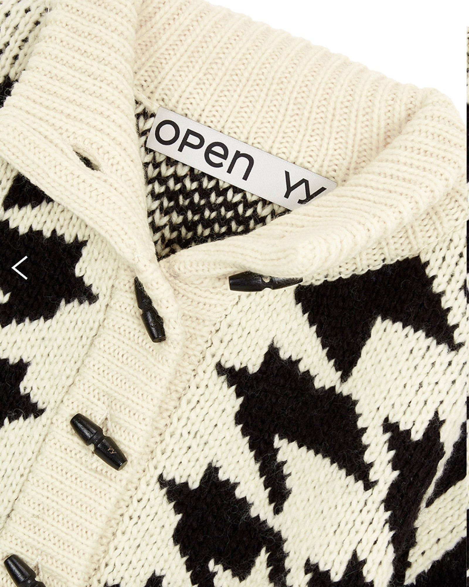 OPEN YY・オープン ワイワイ - ニット・セーター HOUND'S TOOTH STAR COWICHAN / WHITE