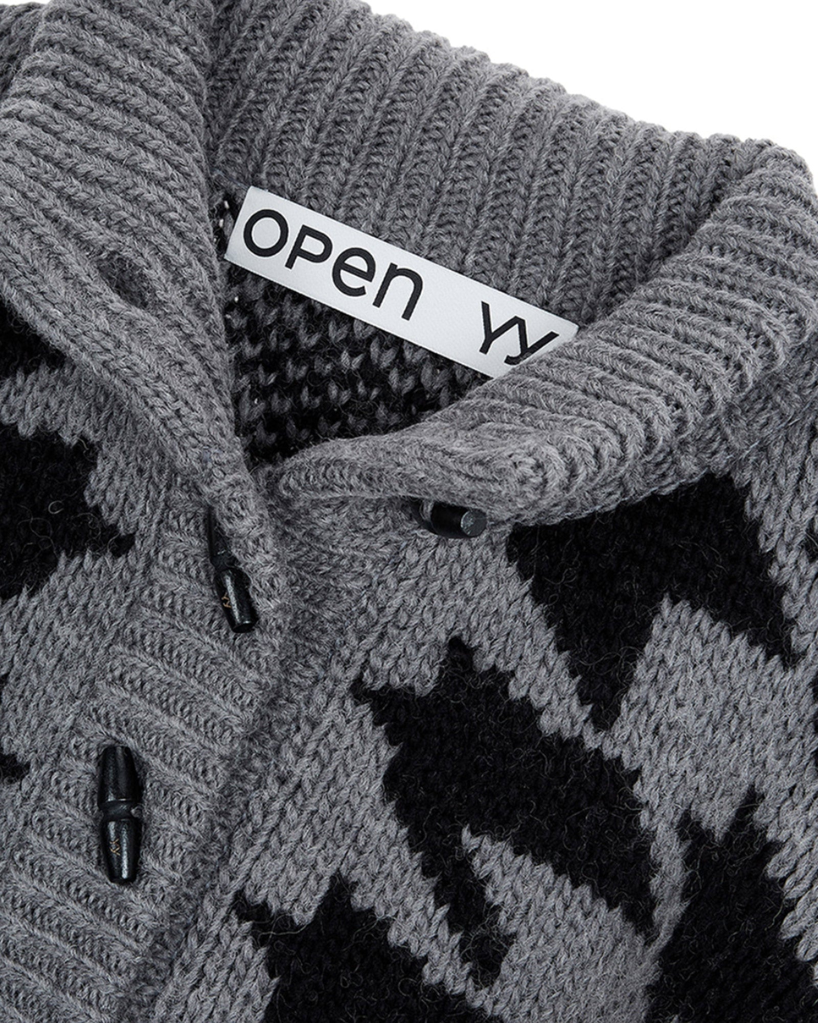 OPEN YY・オープン ワイワイ - ニット・セーター HOUND'S TOOTH STAR COWICHAN / GREY