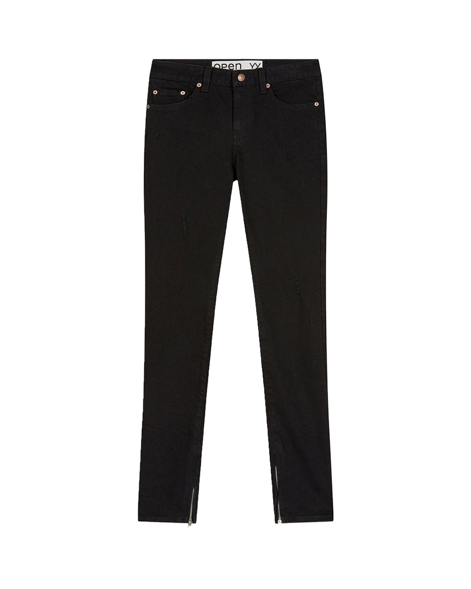 ZIP SLIT SKINNY JEANS / BLACK