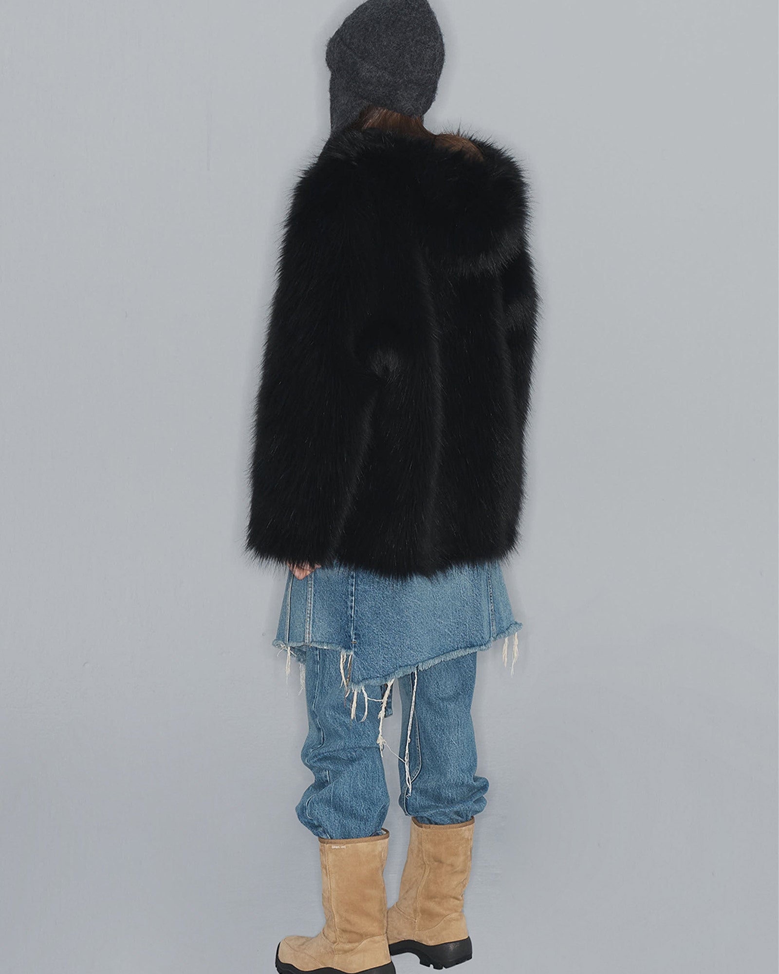 OPEN YY・オープン ワイワイ - ジャケット REVERSIBLE FAUX FUR HOOD JACKET / BLACK