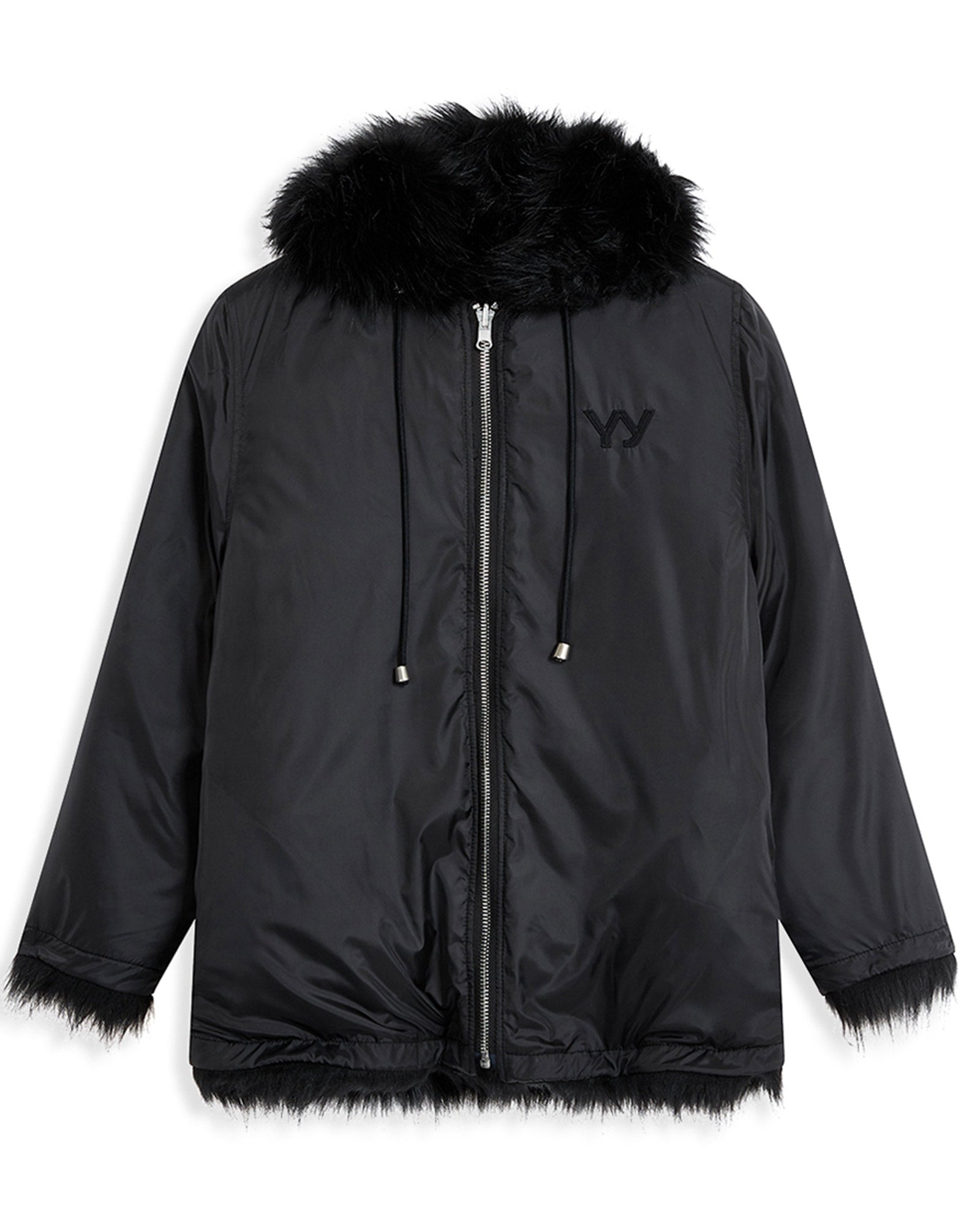 OPEN YY・オープン ワイワイ - ジャケット REVERSIBLE FAUX FUR HOOD JACKET / BLACK