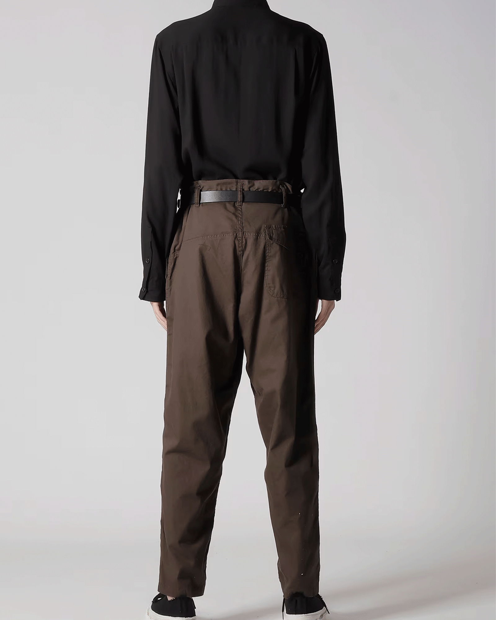 Yohji Yamamoto × BLACK SCANDAL OXFORD NO-TUCK WAIST STRING WORK PANTS / DARK BROWN