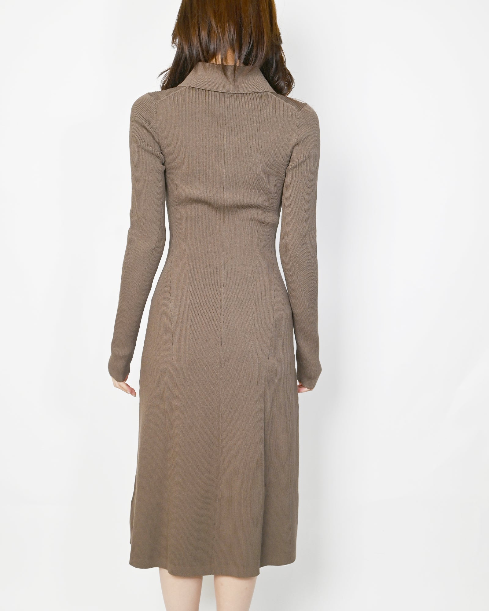 Calvin Klein・カルバン クライン - スカート・ワンピース A-FIT & FLARE MAXI RIB PL DRESS / BROWN