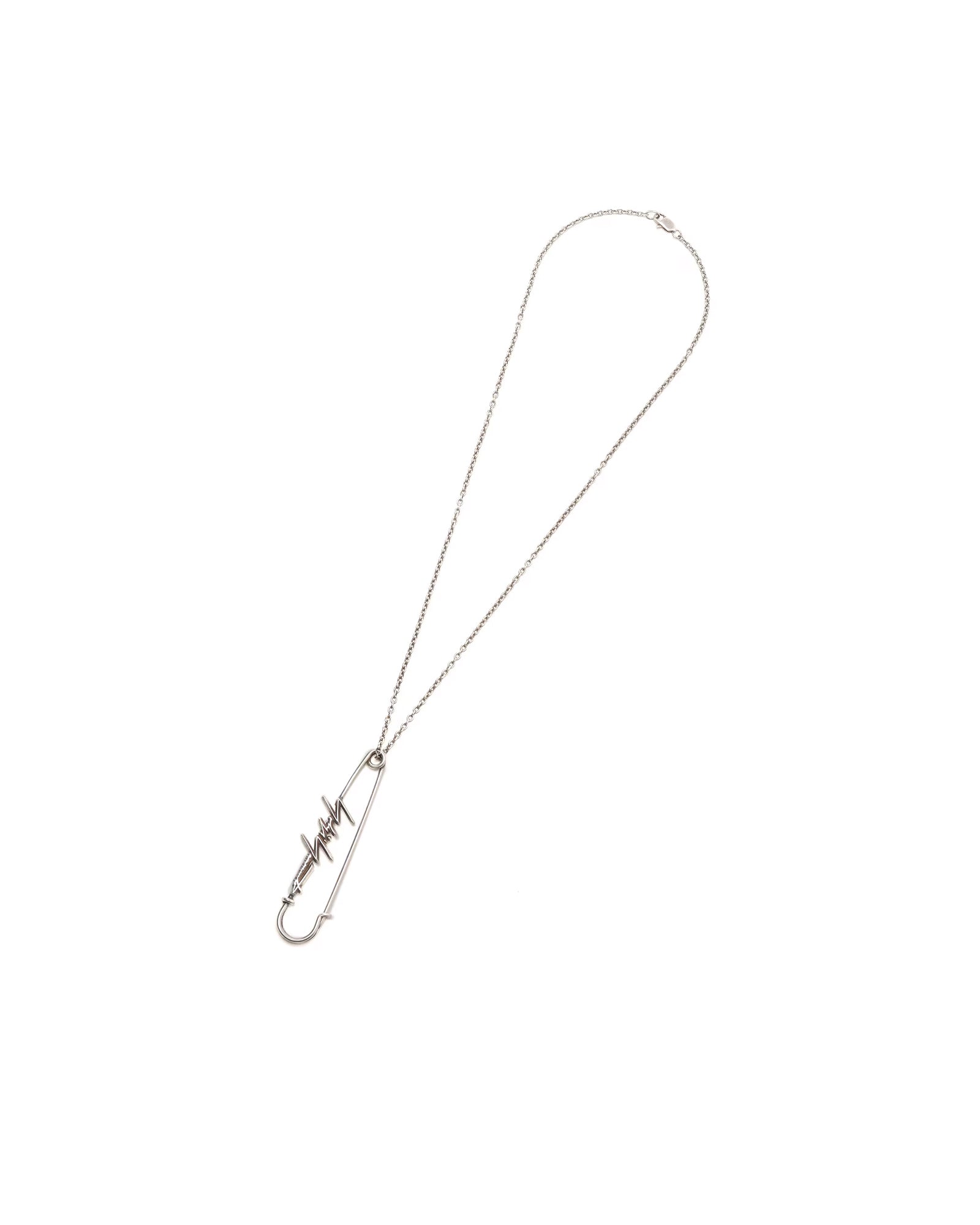 ANTIQUE SV COAT SAFETY PIN PENDANT / SILVER