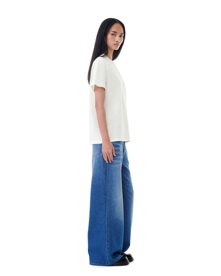 GANNI × BASIC JERSEY RHINESTONE RELAXED T-SHIRT / WHITE