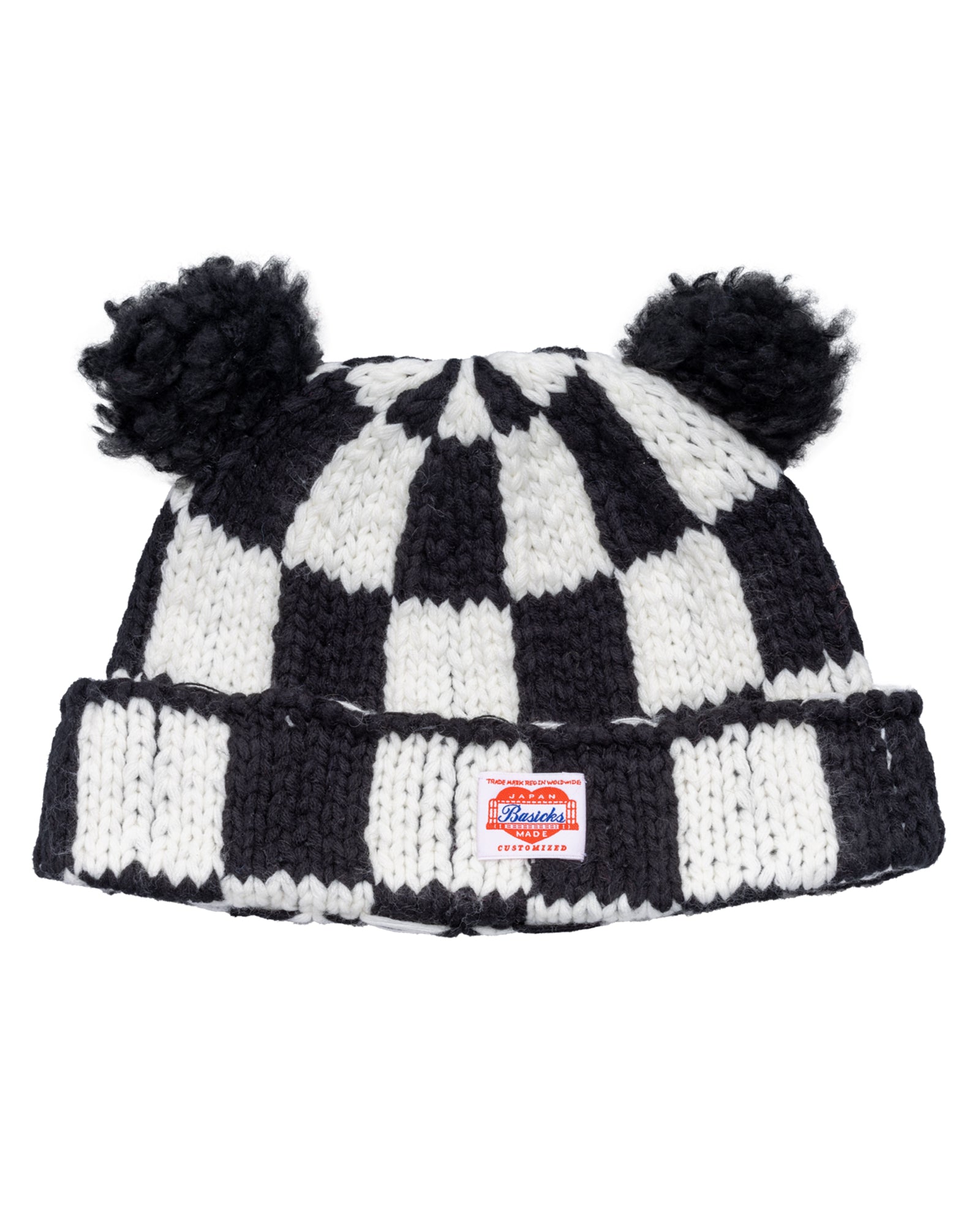 CHECKERED FLAG BEAR BEANIE / BLACK