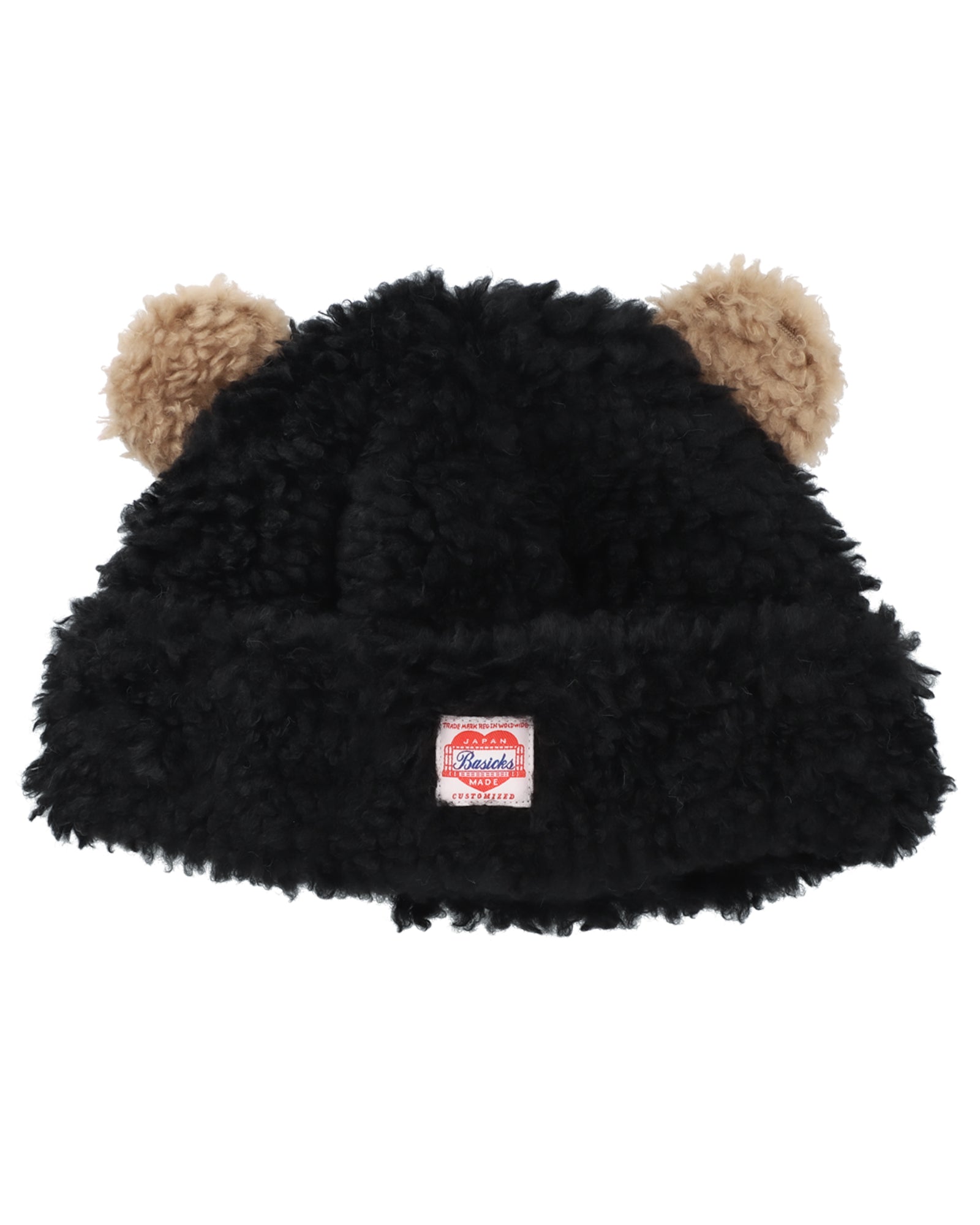 BASICKS・ベイシックス - ニットキャップ・ビーニー BEAR BEANIE / BLACK × BROWN