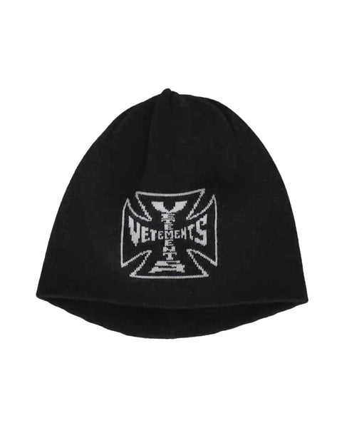 VETEMENTS (ヴェトモン) SS26ビーニー BIKER CROSS LOGO BEANIE