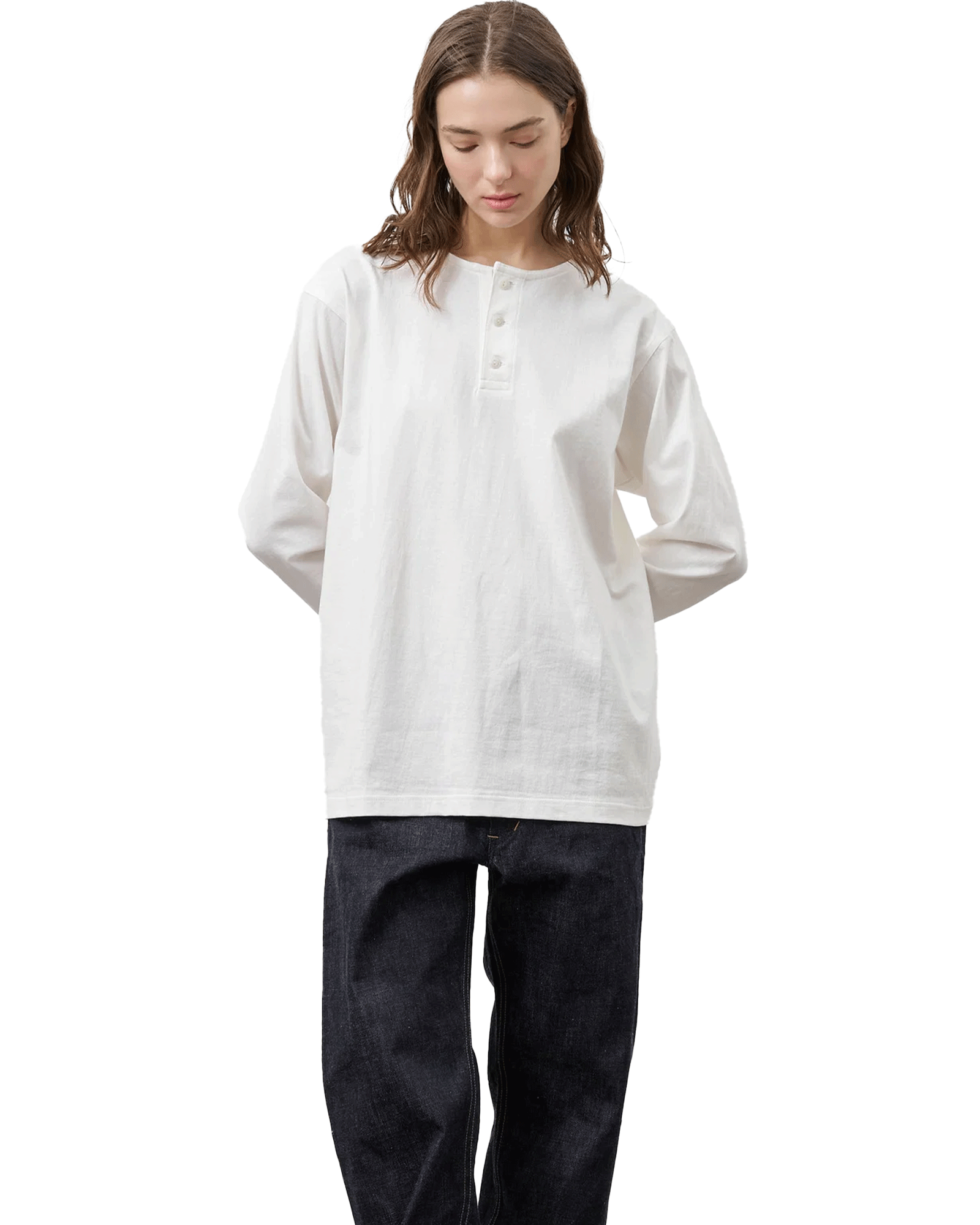 BIG YANK・ - L/S Tシャツ HENRY NECK L/S TEE
/ WHITE