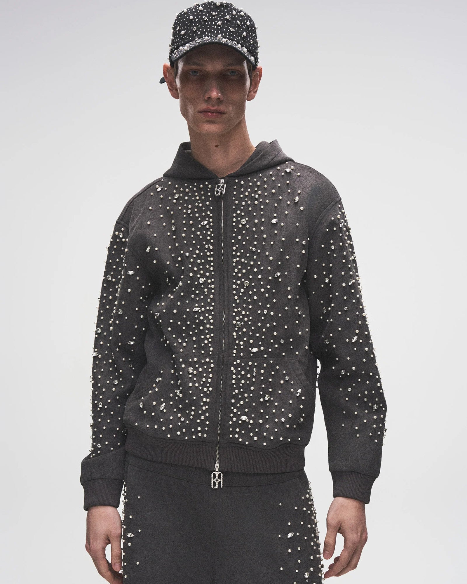 BIRTH OF ROYAL CHILD・バース・オブ・ロイヤル・チャイルド - キャップ PEARL & RHINESTONE BASEBALL CAP / BLACK