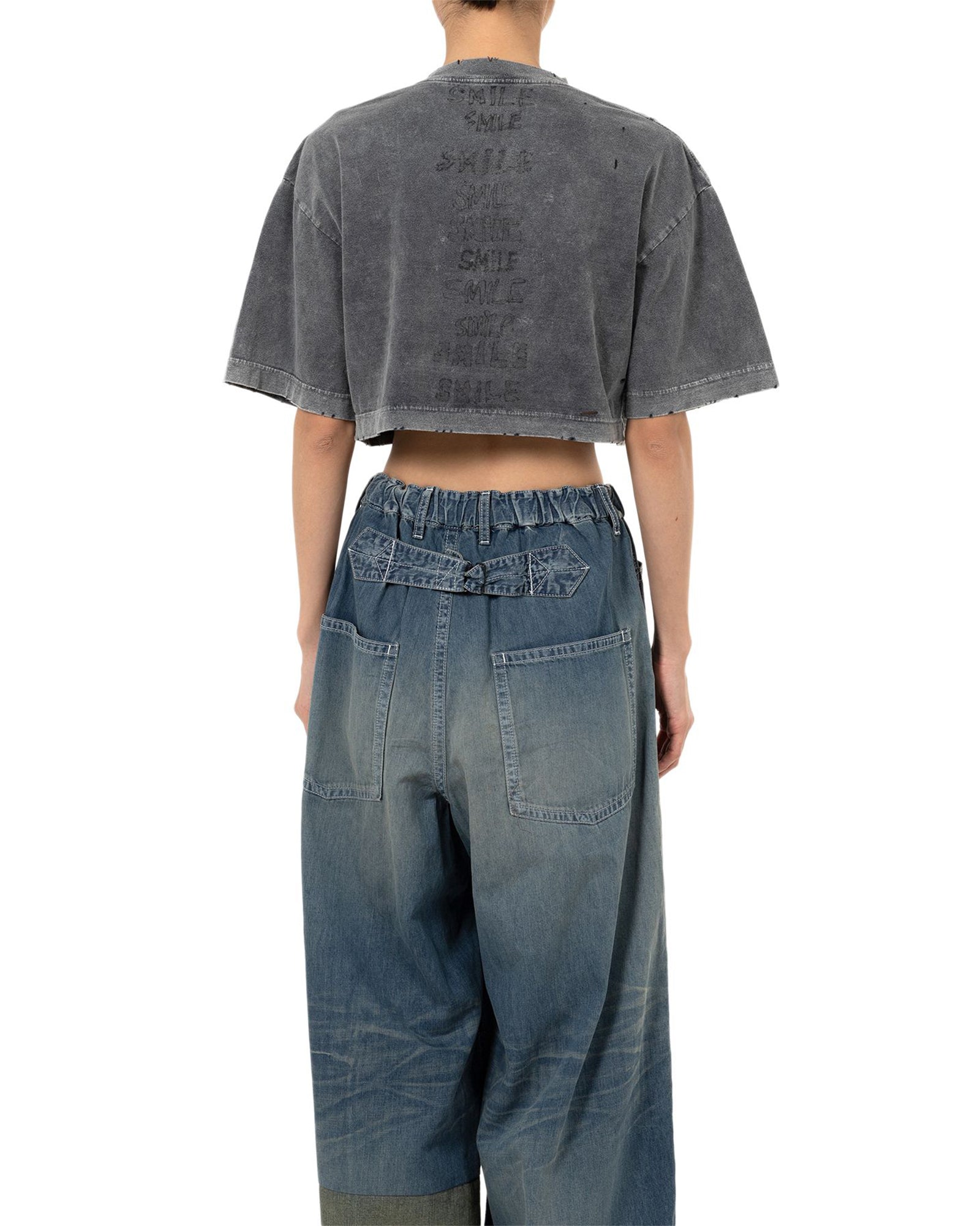 MIHARA YASUHIRO・ミハラヤスヒロ - Tシャツ・カットソー BLEACHED CROPPED TEE / BLACK