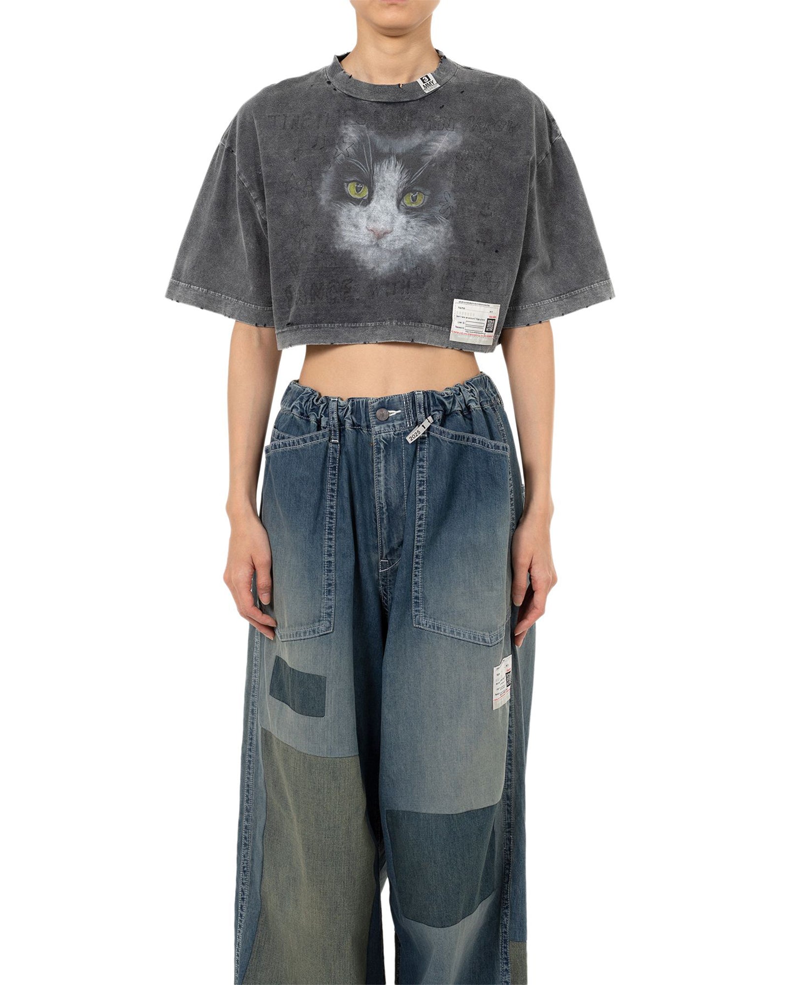 MIHARA YASUHIRO・ミハラヤスヒロ - Tシャツ・カットソー BLEACHED CROPPED TEE / BLACK