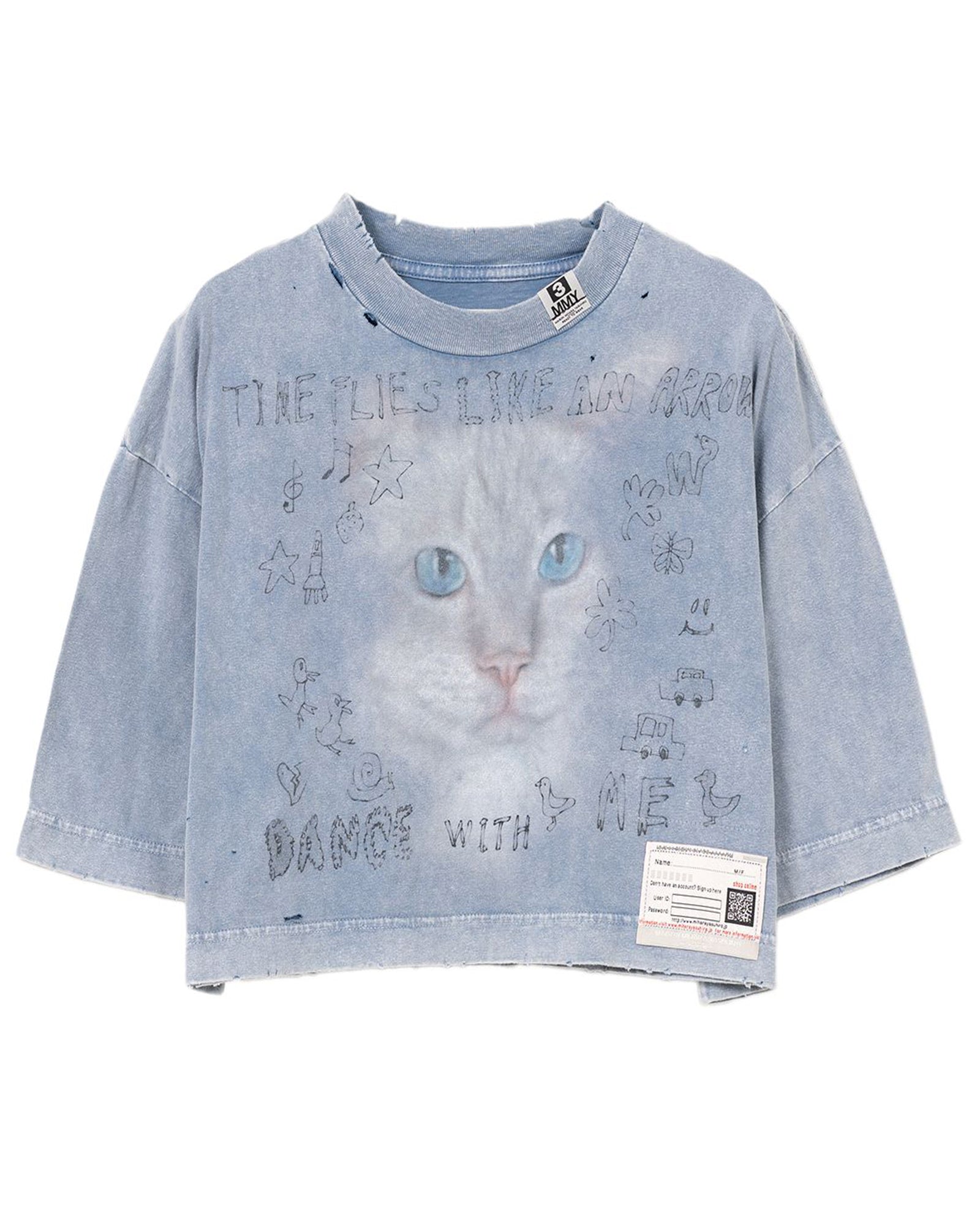 BLEACHED CROPPED TEE / BLUE