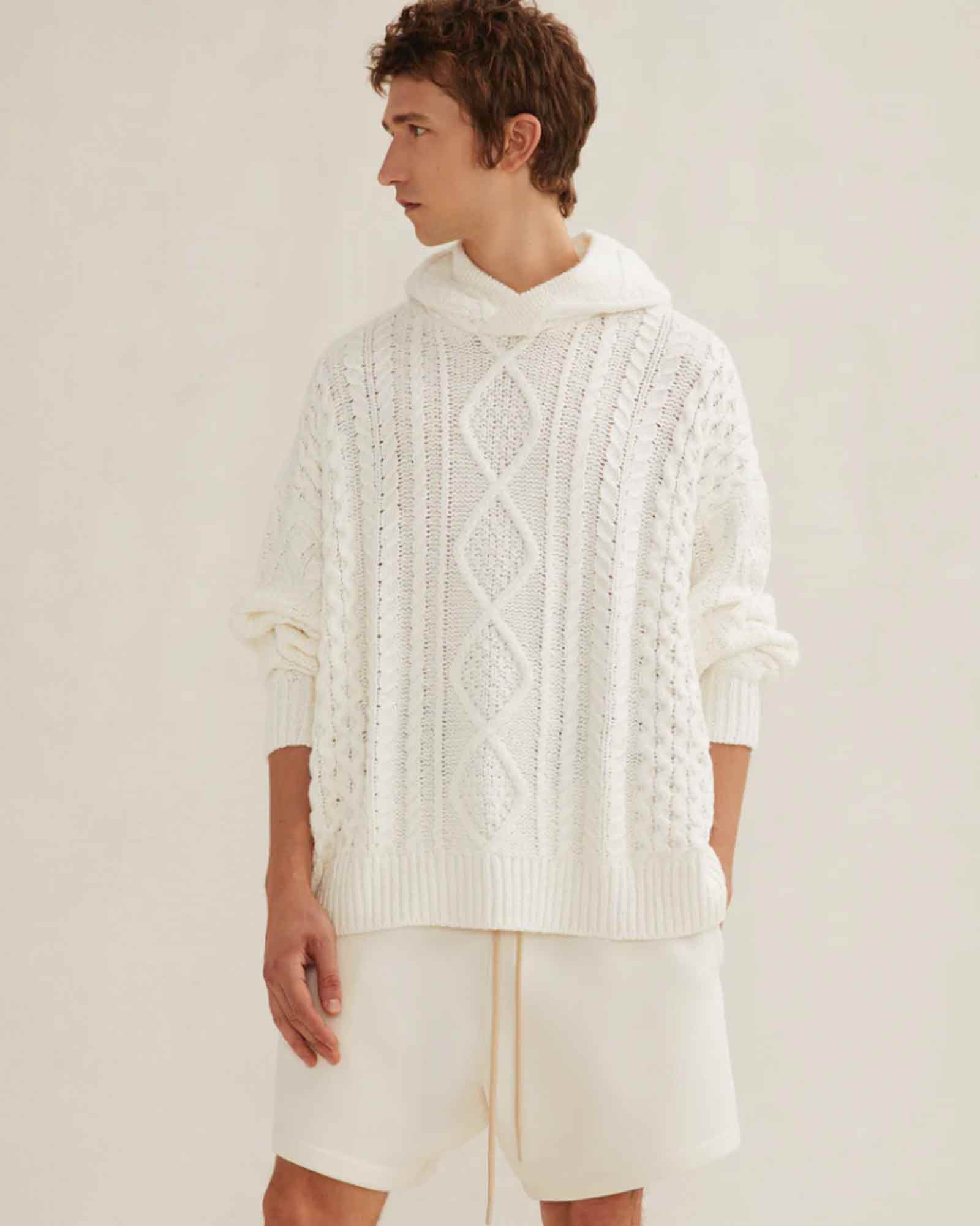 ESSENTIALS・エッセンシャルズ - ニット・セーター CABLE KNIT HOODIE / CLOUD DANCER