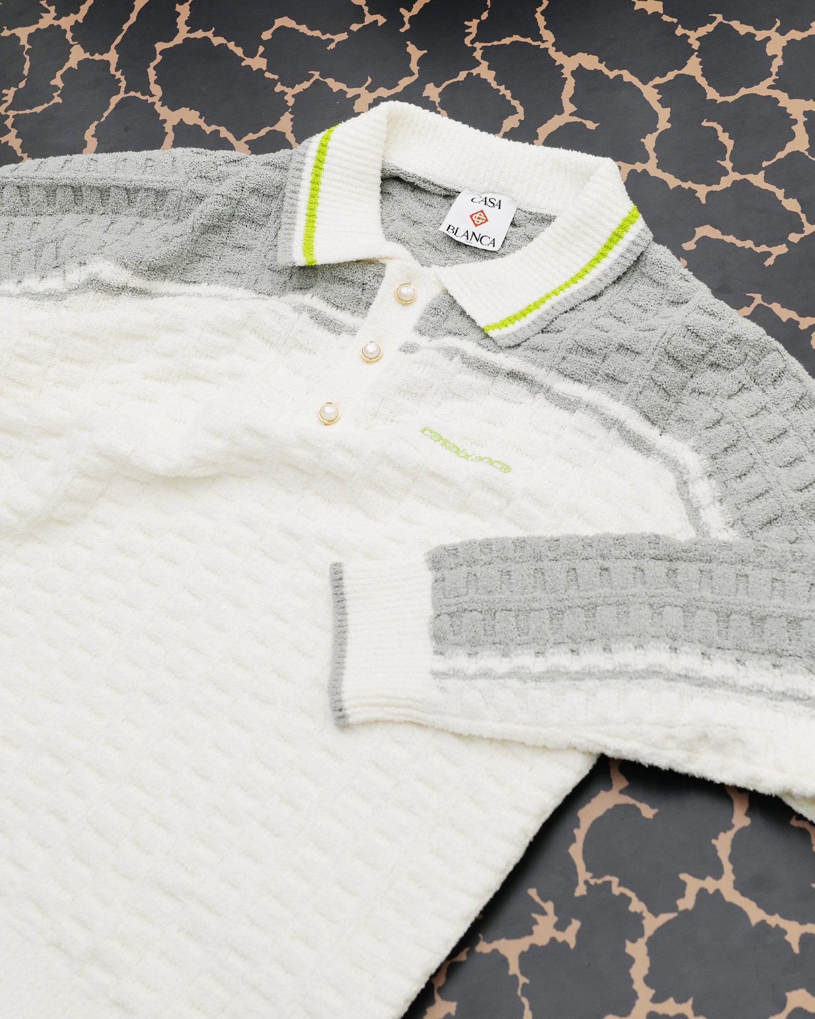 CASABLANCA・casablanca -  TENNIS BOUCLE LONG SLEEVE POLO SHIRT / WHITE