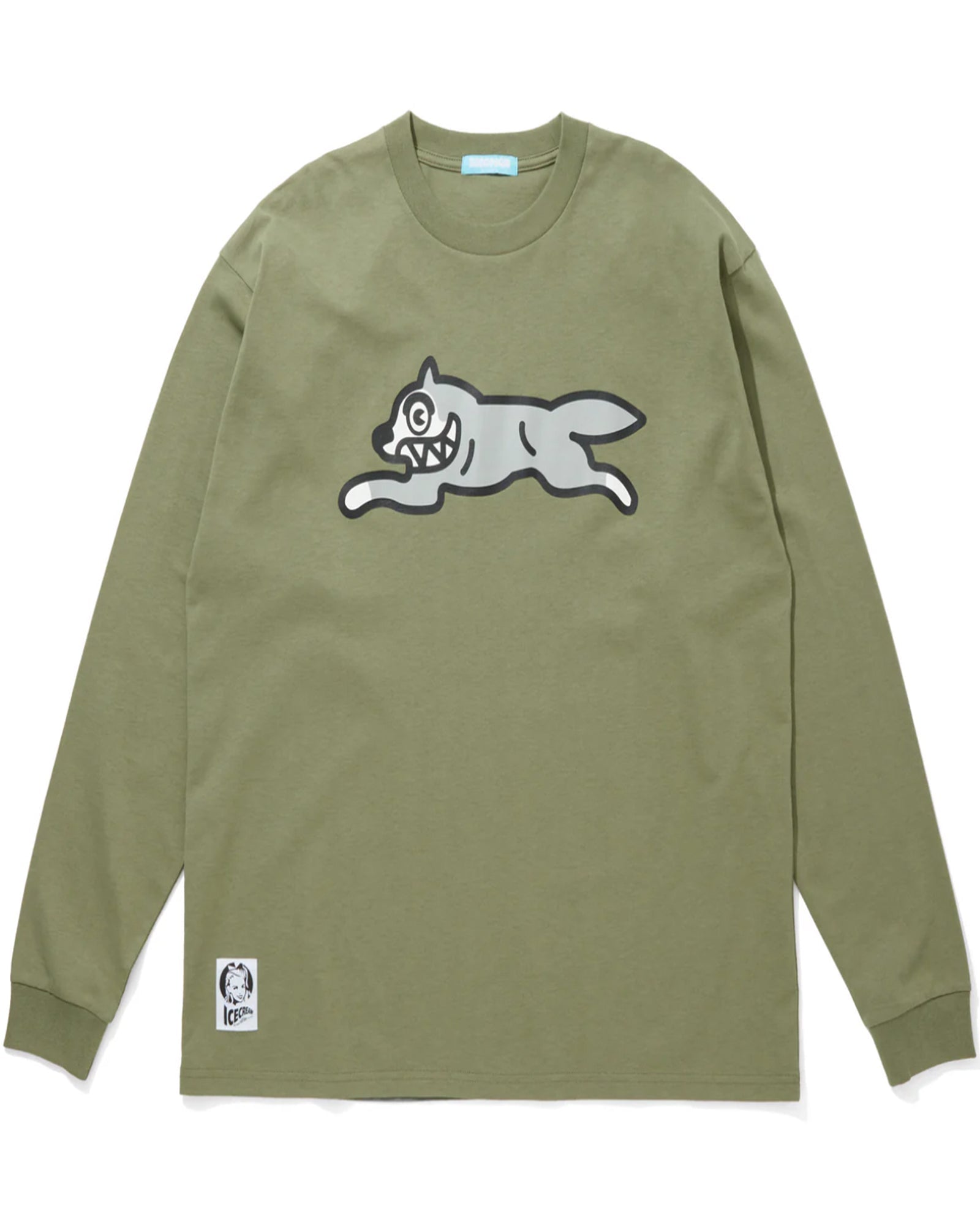 COTTON LS T-SHIRT RUNNING DOG / KHAKI