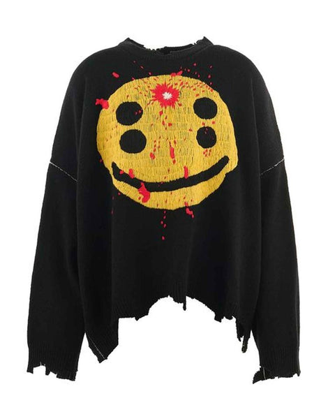 セントマイケル/CP_CREW KNIT/SMILE/BLACK SAINT M×××××× (セントマイケル) CP_CREW KNT/SMILE / BLACK | Detail