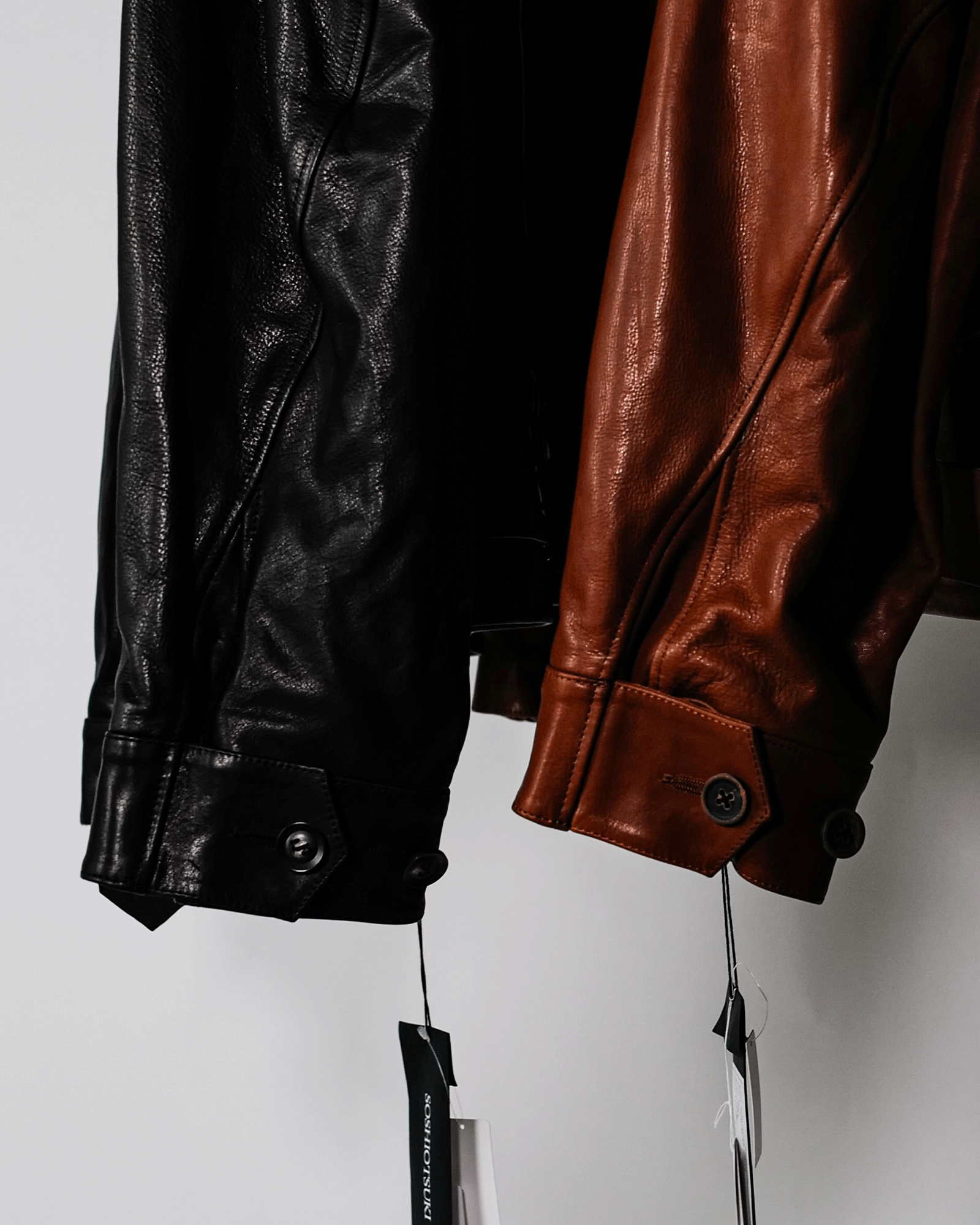 SOSHIOTSUKI・ソウシオオツキ - ジャケット OILED LEATHER BLOUSON / CAMEL