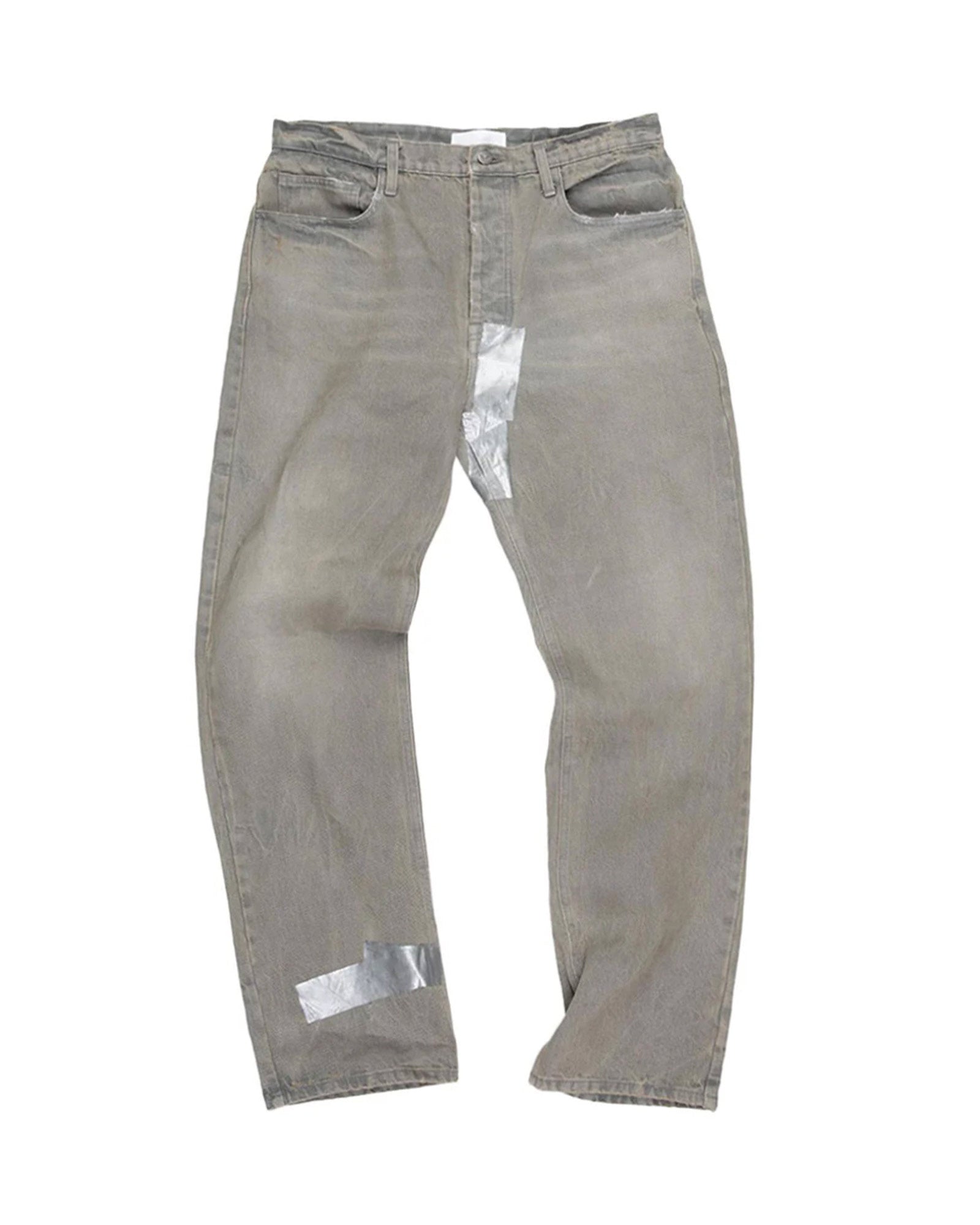 STRAIGHT LEG DUCT TAPE JEANS / WASHED GREY