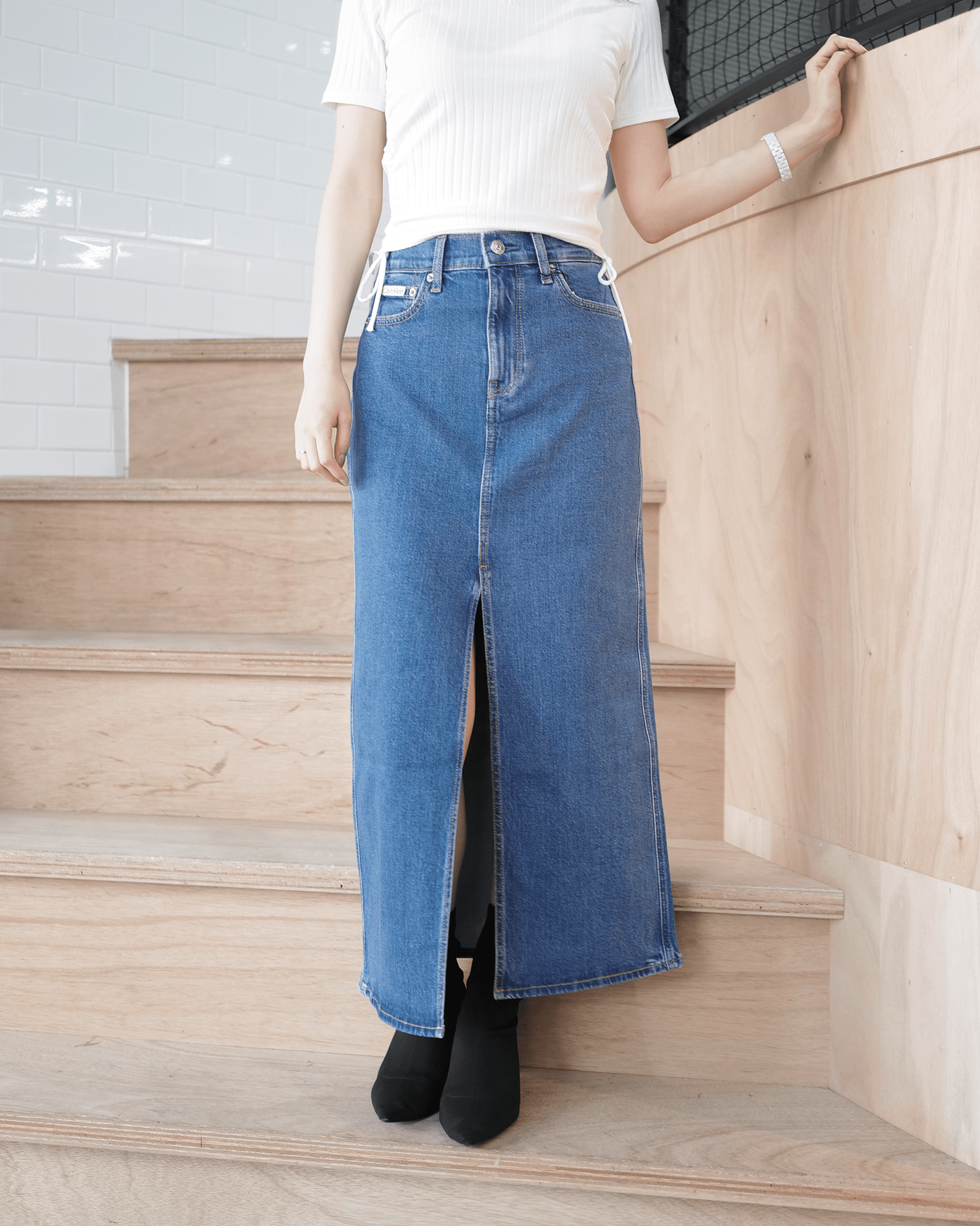 Calvin Klein × DENIM MAXI SKIRT / DENIM