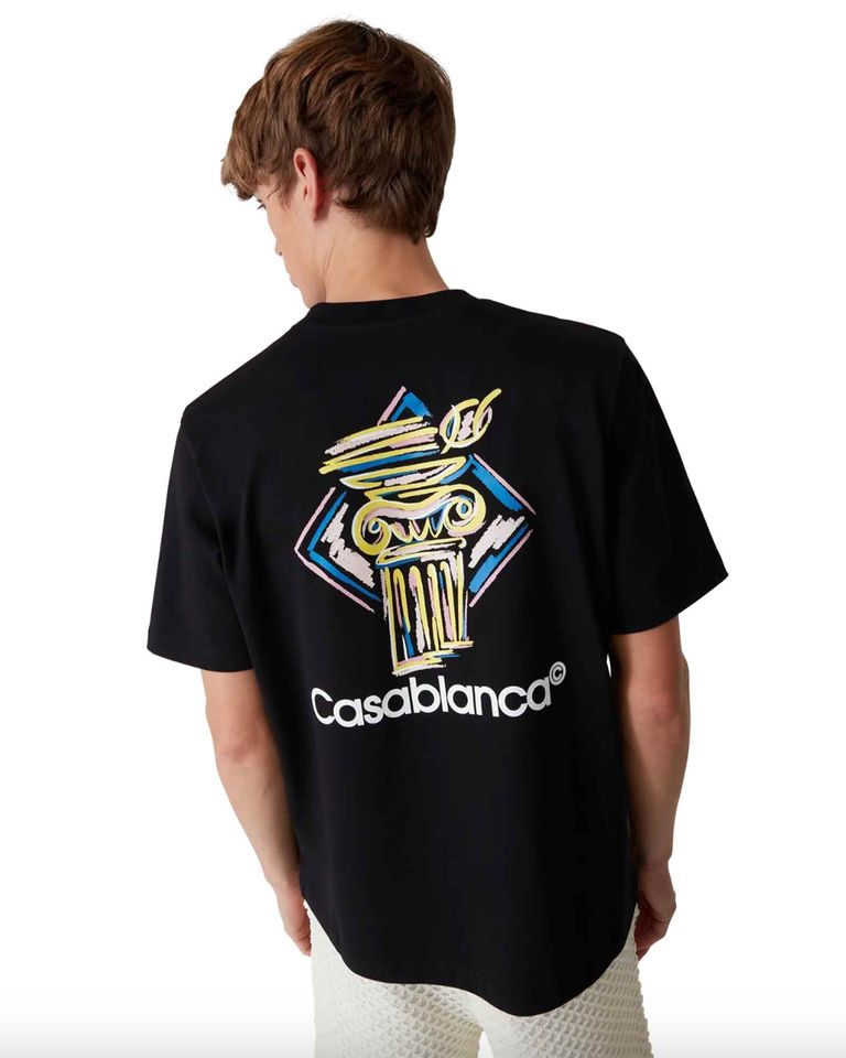 CASABLANCA × DIAMOND COLUMN PRINTED T-SHIRT / BLACK