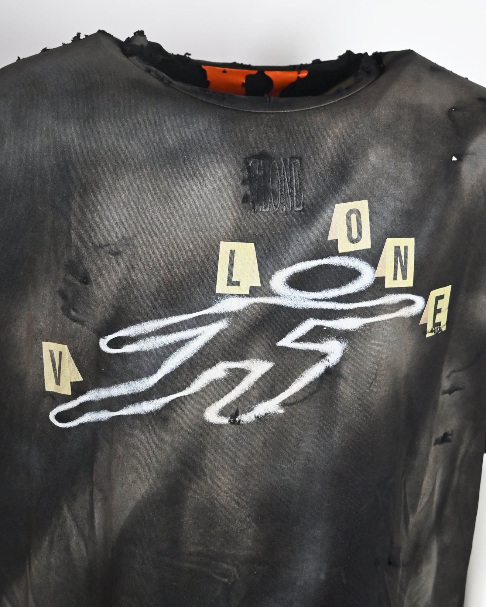 VLONE・Vee loan -  DISTRESSED DONT-BODYYOURSELF-T-SHIRT / BLACK