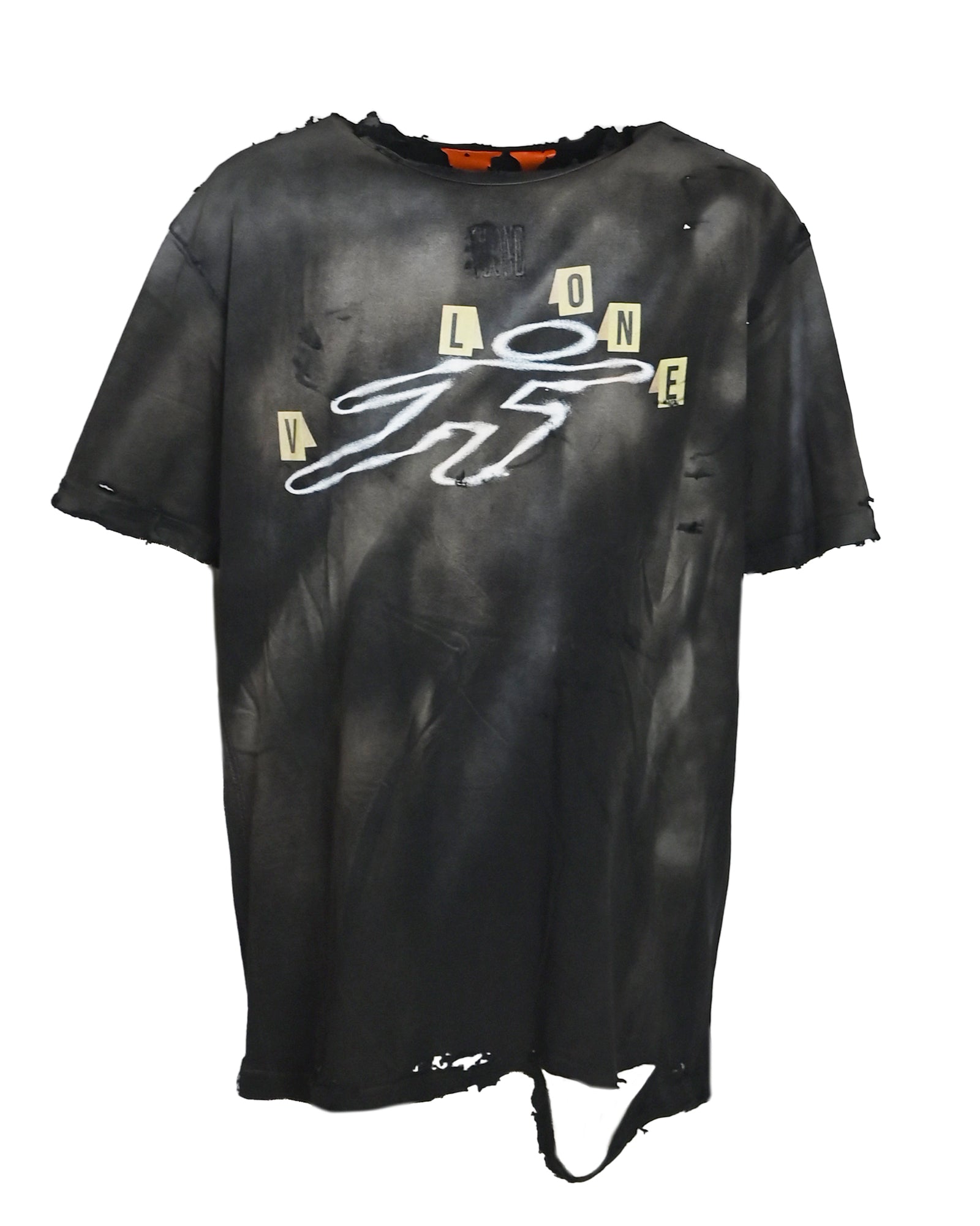 DISTRESSED DONT-BODYYOURSELF-T-SHIRT / BLACK