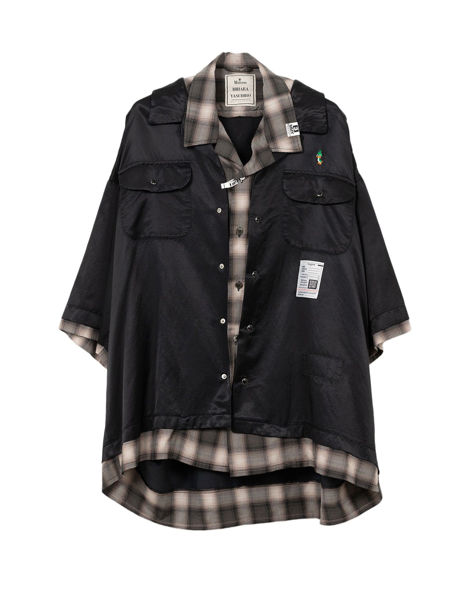 DOUBLE LAYERED S/S SHIRTS / BLACK