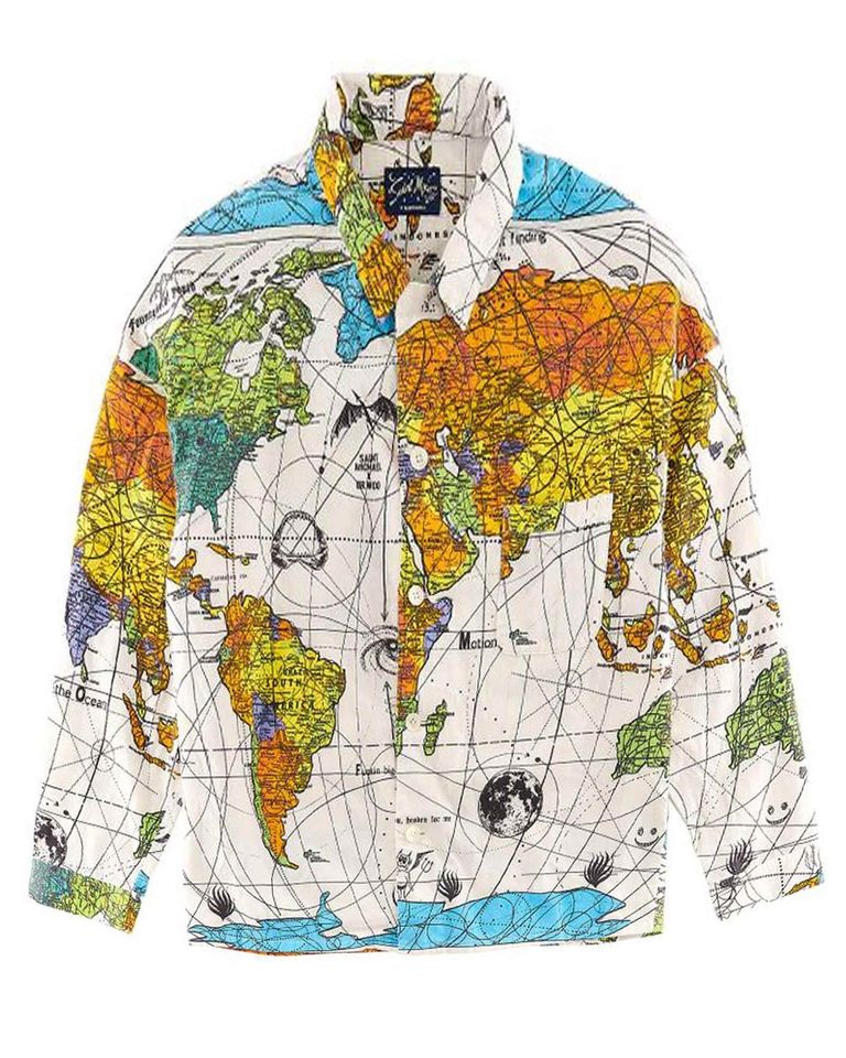 ©SAINT M××××××・セントマイケル - シャツ DW_PAJAMA SH/WORLD MAP / WHITE