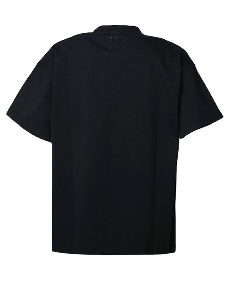 VETEMENTS × EMBROIDERED LOGO OVERSIZED T-SHIRT / BLACK