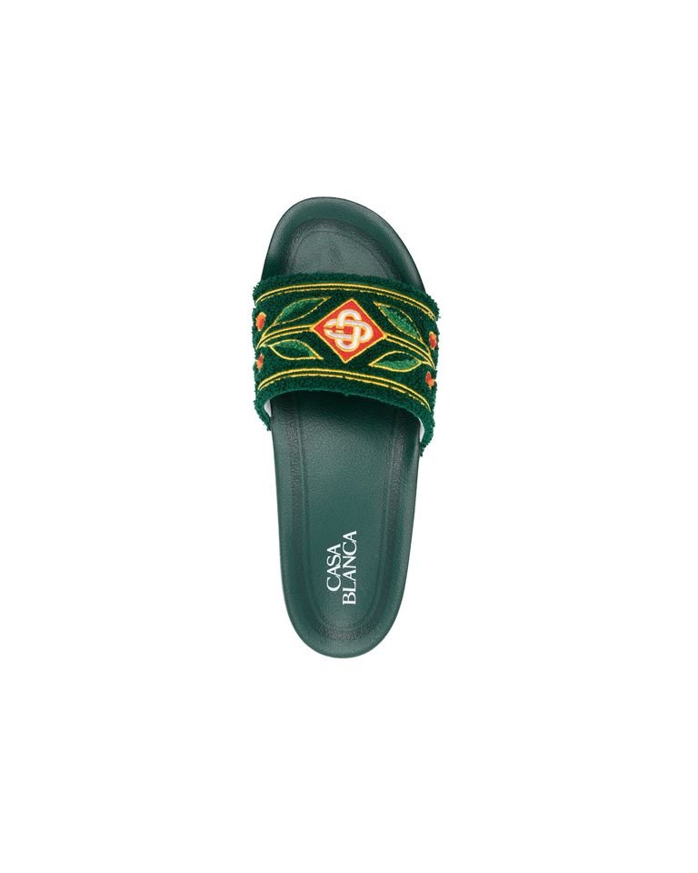 CASABLANCA・カサブランカ - サンダル EMBROIDERED TERRY SLIDER / GREEN