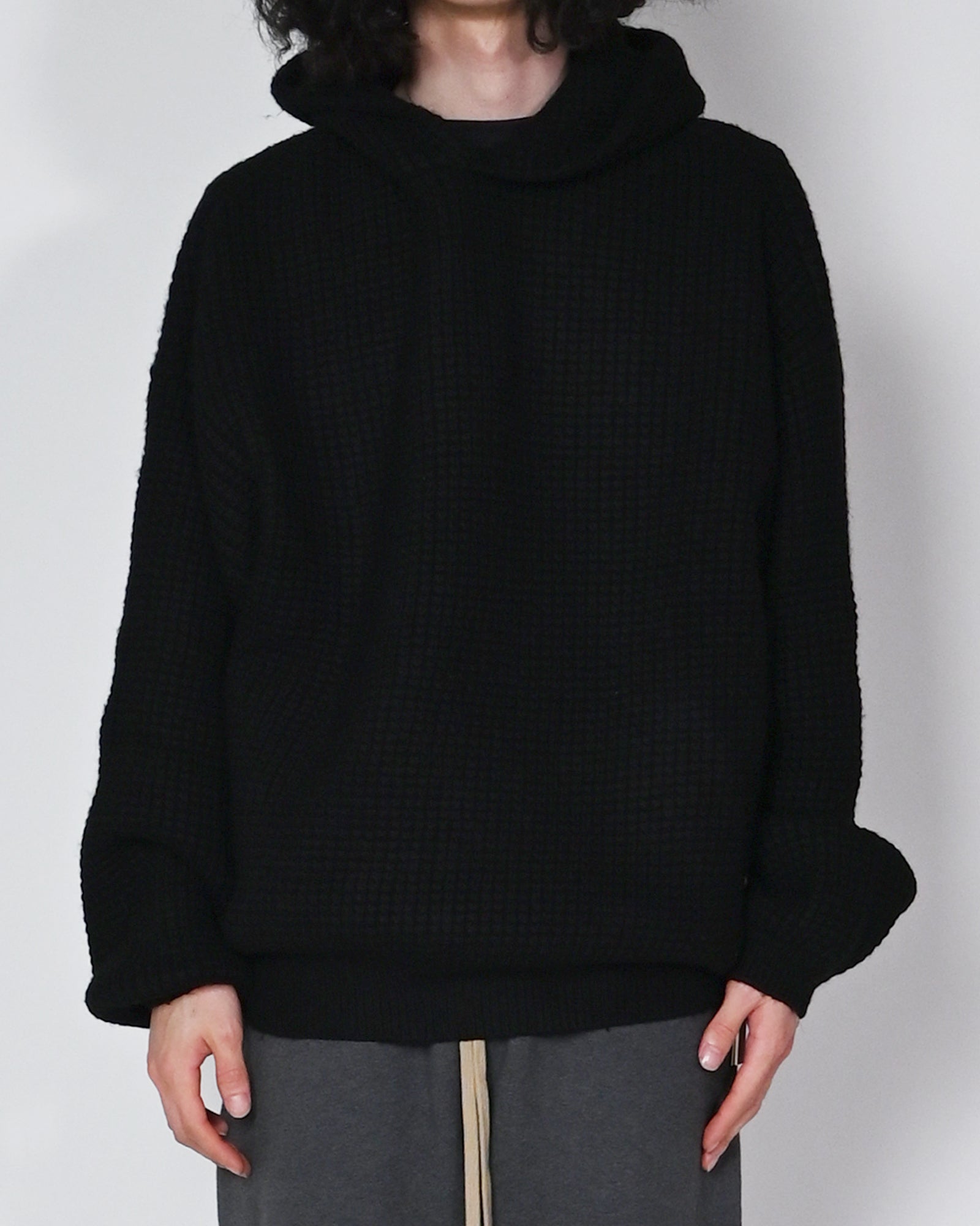 ESSENTIALS・エッセンシャルズ - パーカー・フーディ HEAVY WAFFLE 90'S HOODIE / BLACK