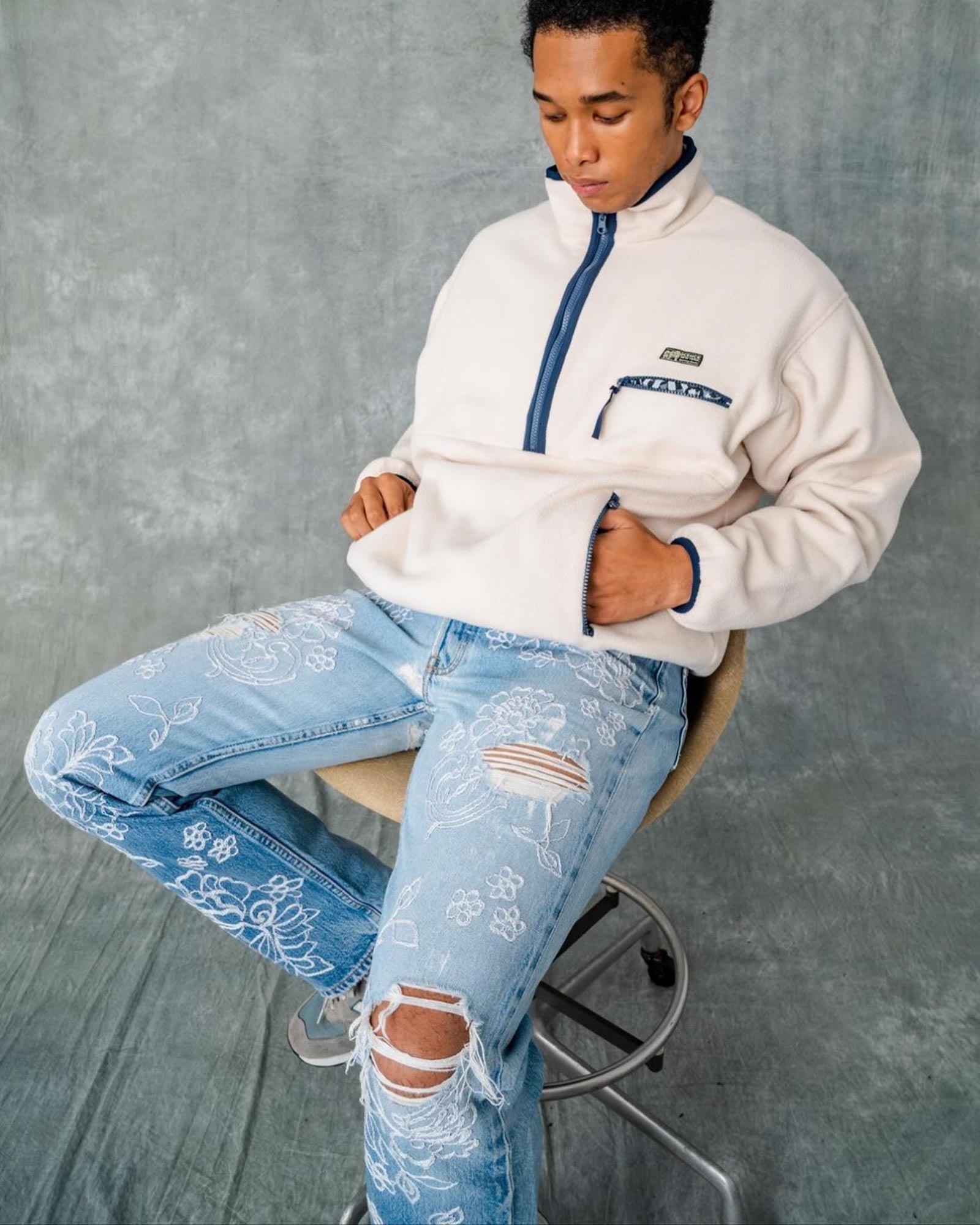 INNOCENCE NY × FLORAL DENIM PANTS / DENIM