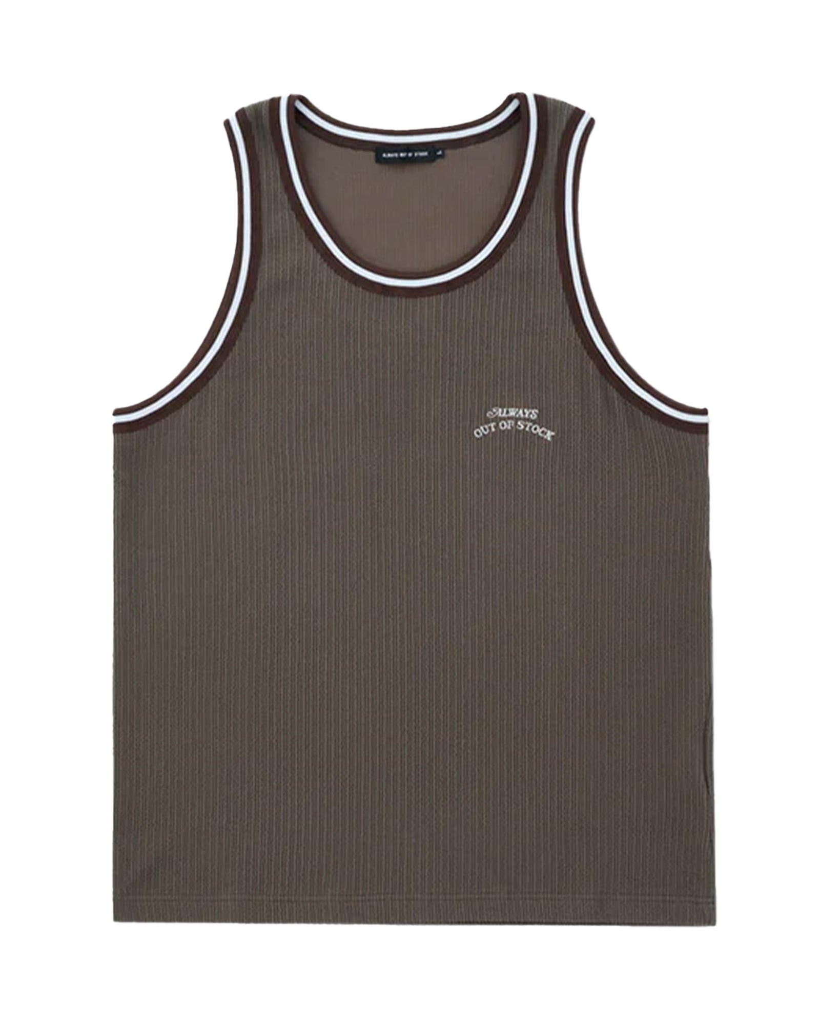 FRILL STRIPES TANK TOP / BROWN