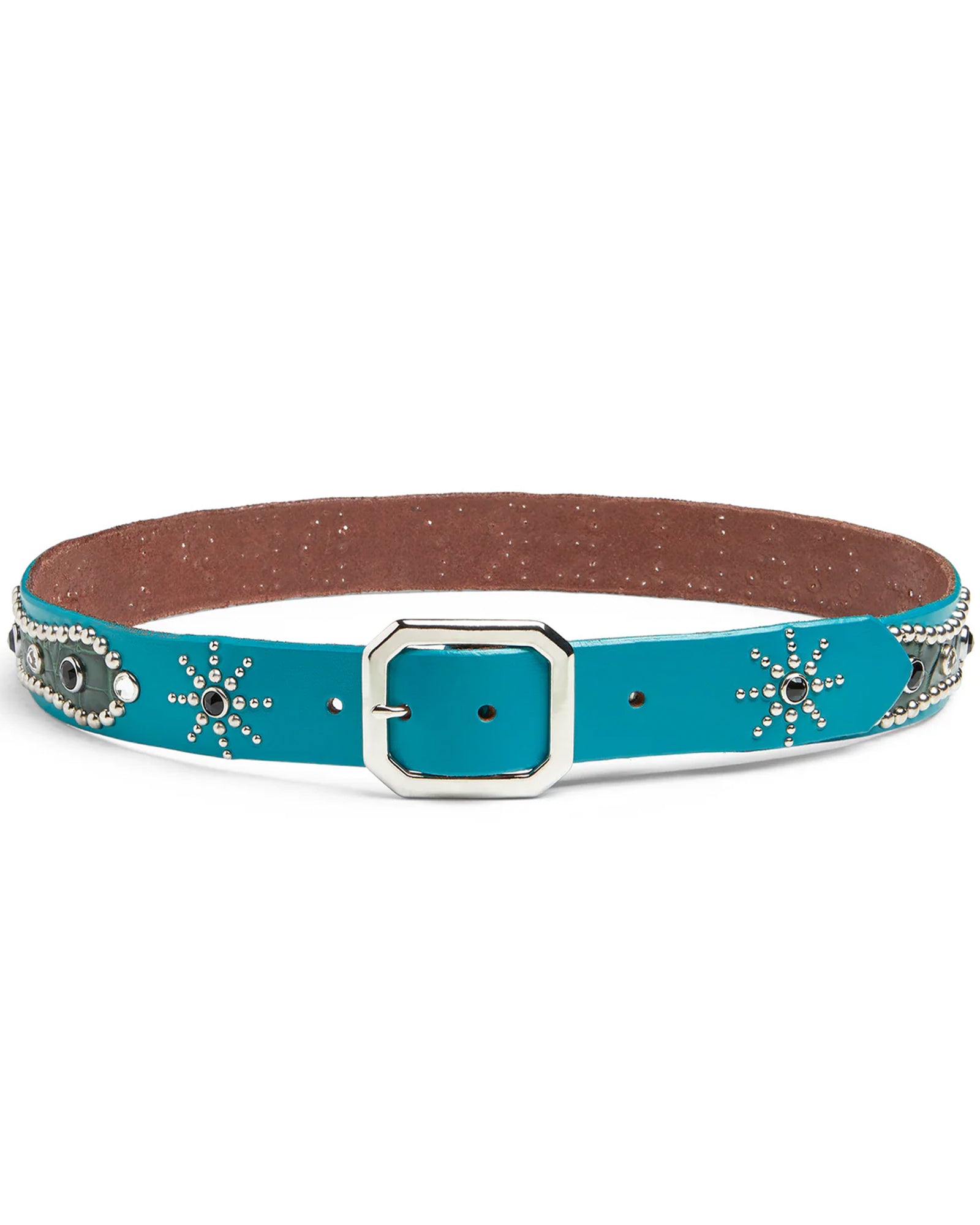 PAINTED STUDDED BELT / TURQUOISE