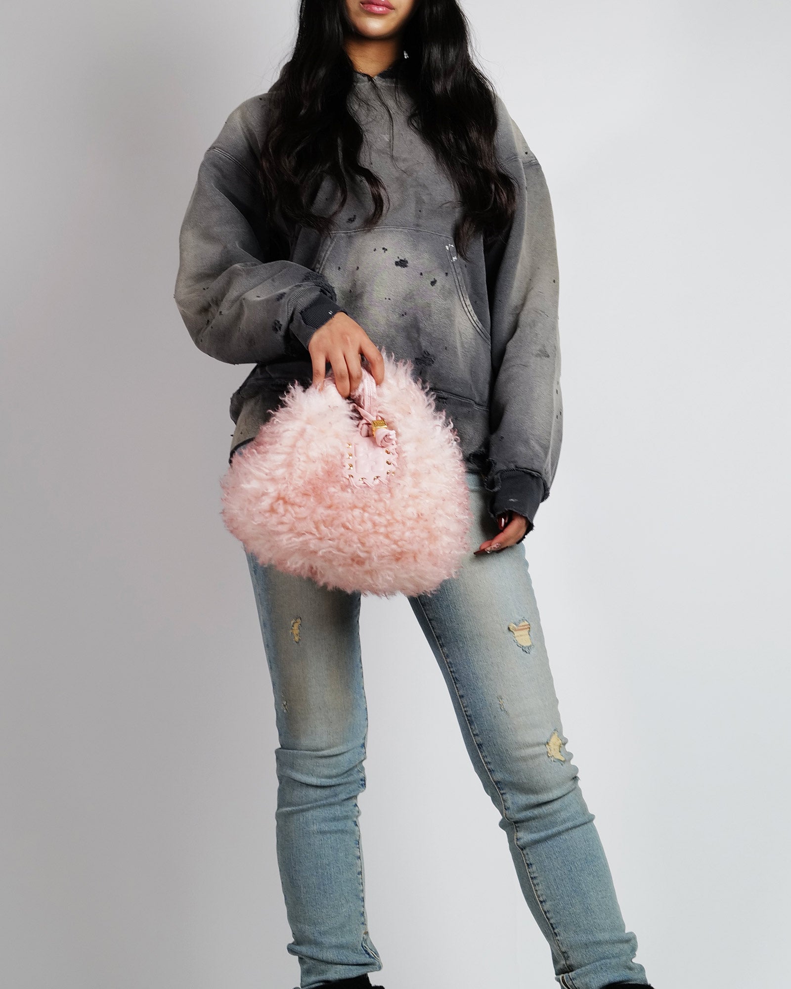 GANNI・ガニー - トートバッグ HOBO MINI FUR / PINK