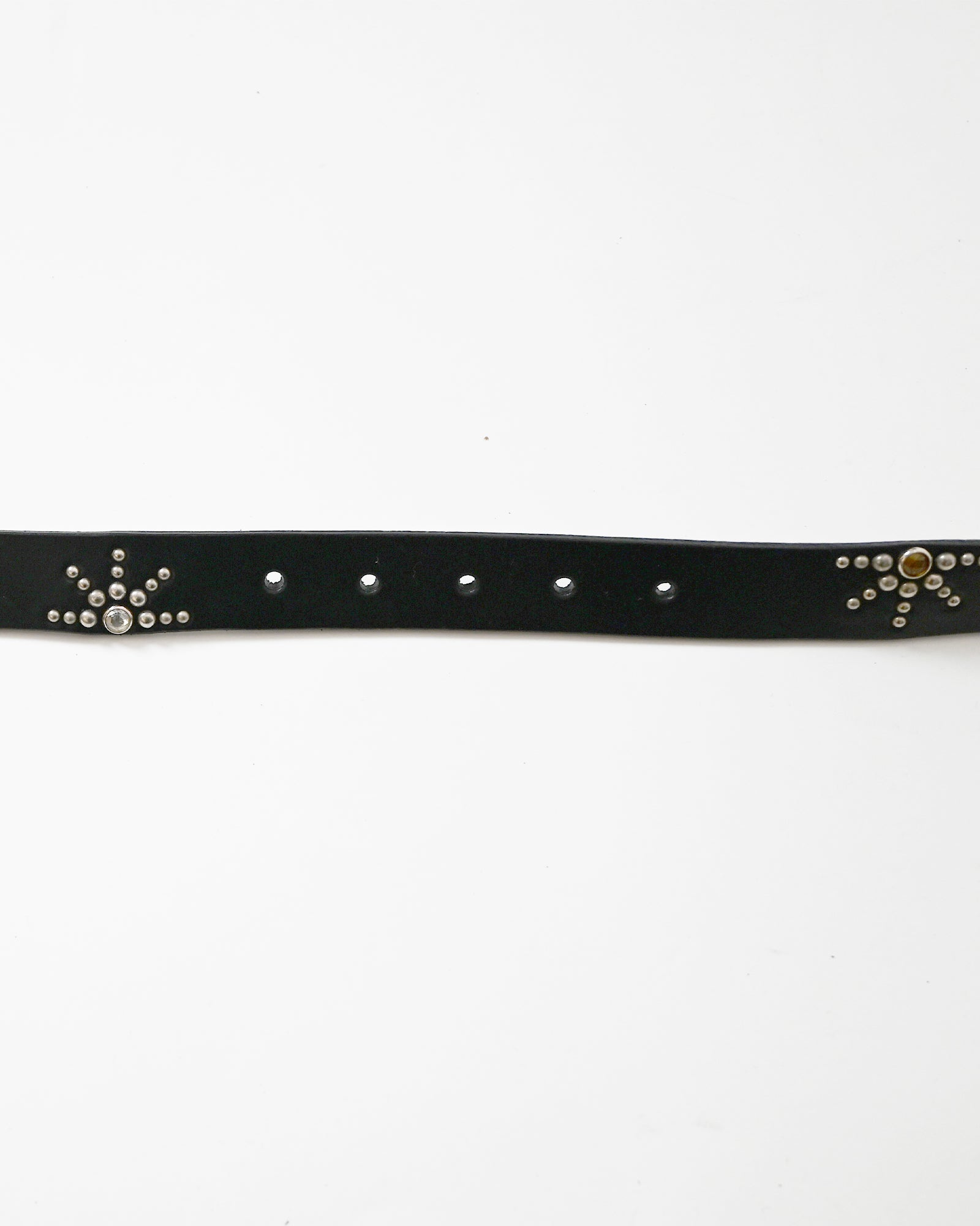 HTC・ -  HALF STARBARST STUDS & JUWEL NARROW BELT / BLACK