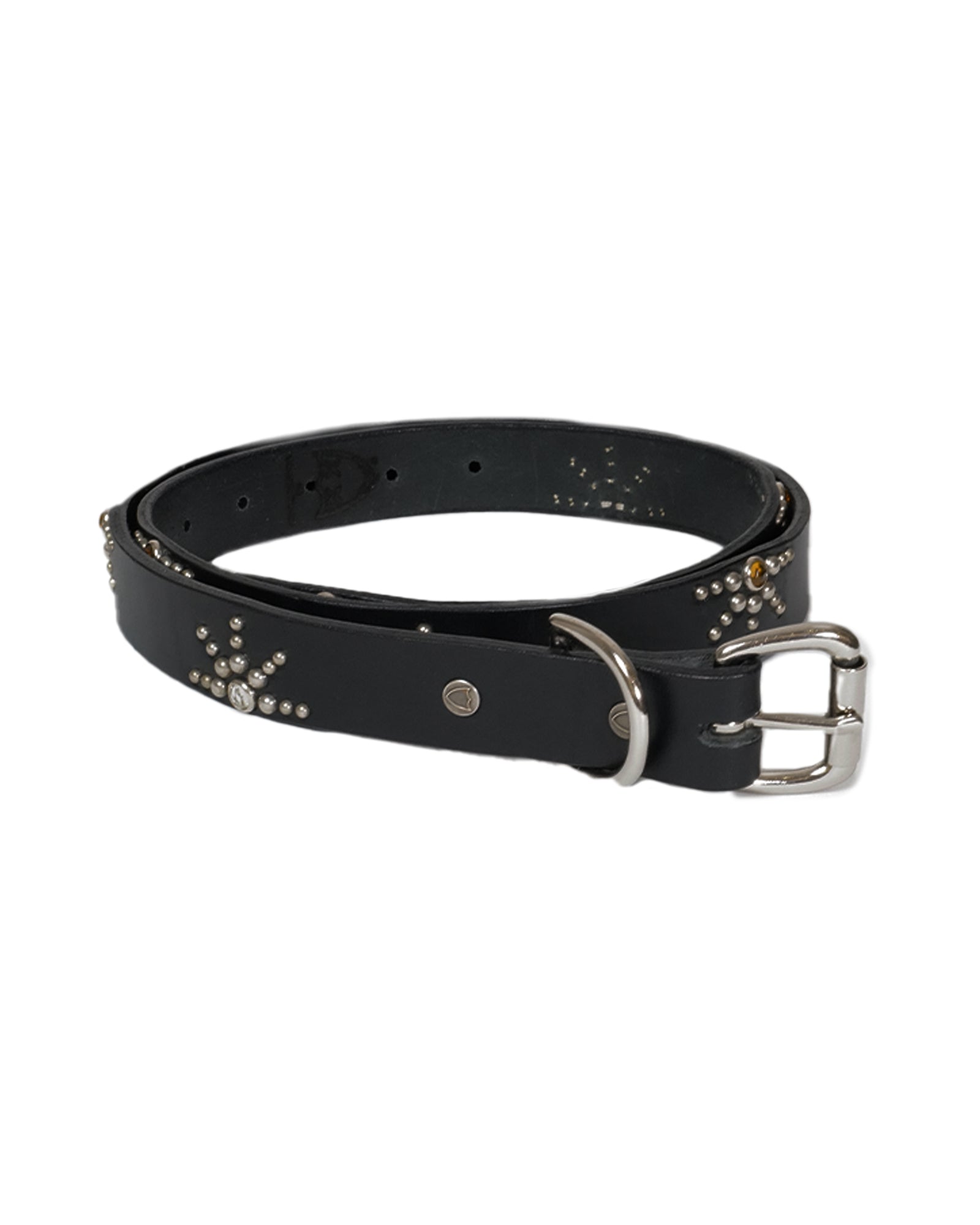 HALF STARBARST STUDS & JUWEL NARROW BELT / BLACK