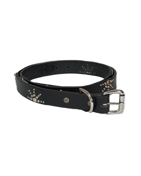 HALF STARBARST STUDS & JUWEL NARROW BELT / BLACK | detail-online-store