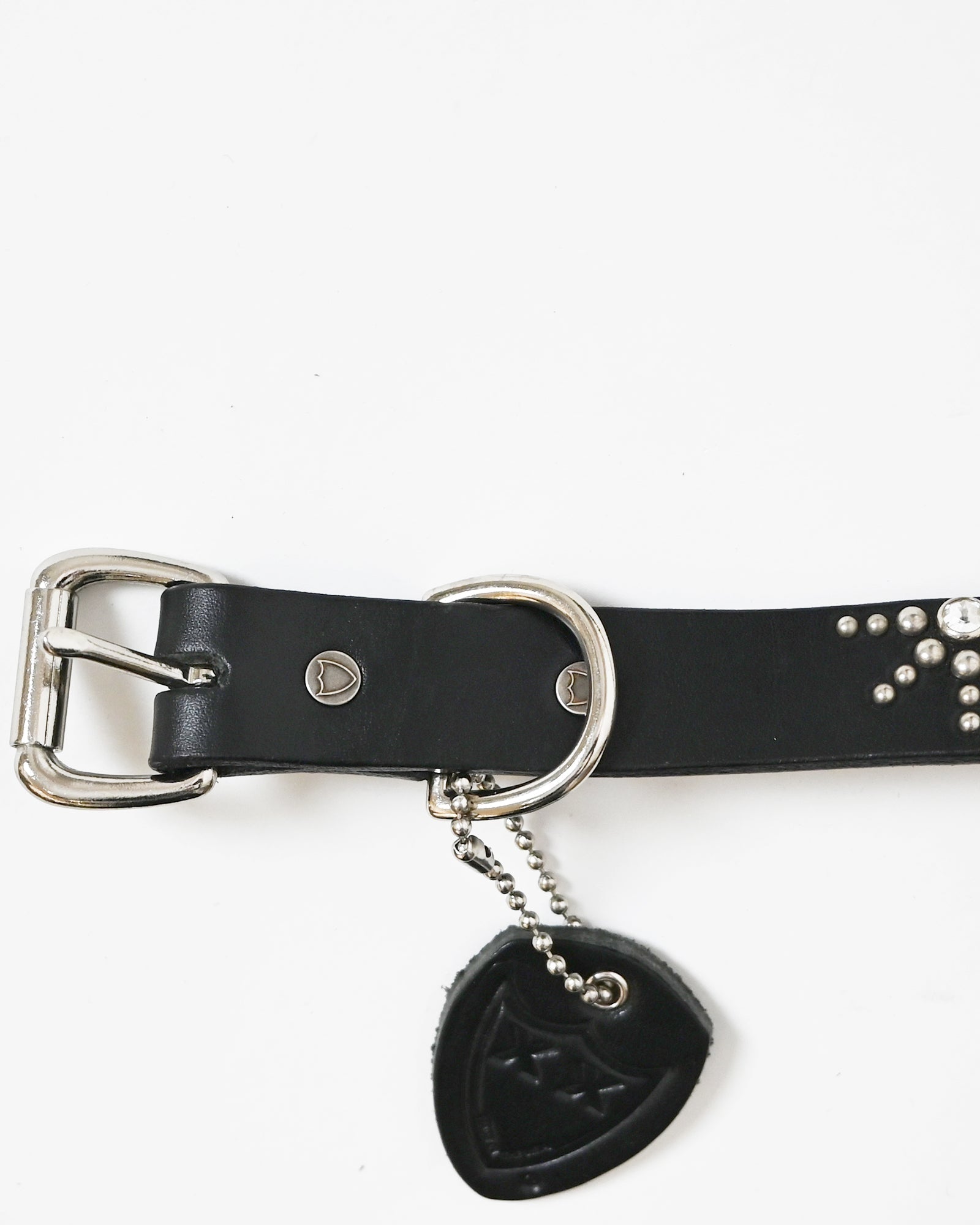 HTC・ -  HALF STARBARST STUDS & JUWEL NARROW BELT / BLACK