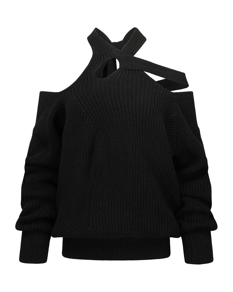 HALTER STRAP KNIT / BLACK