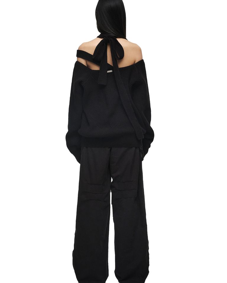 NACHE × HALTER STRAP KNIT / BLACK
