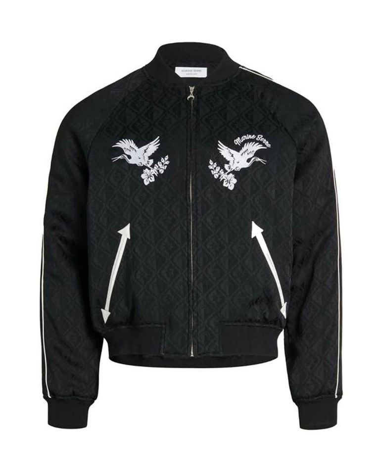 JACQUARD VISCOSE BOMBER JACKET / BLACK