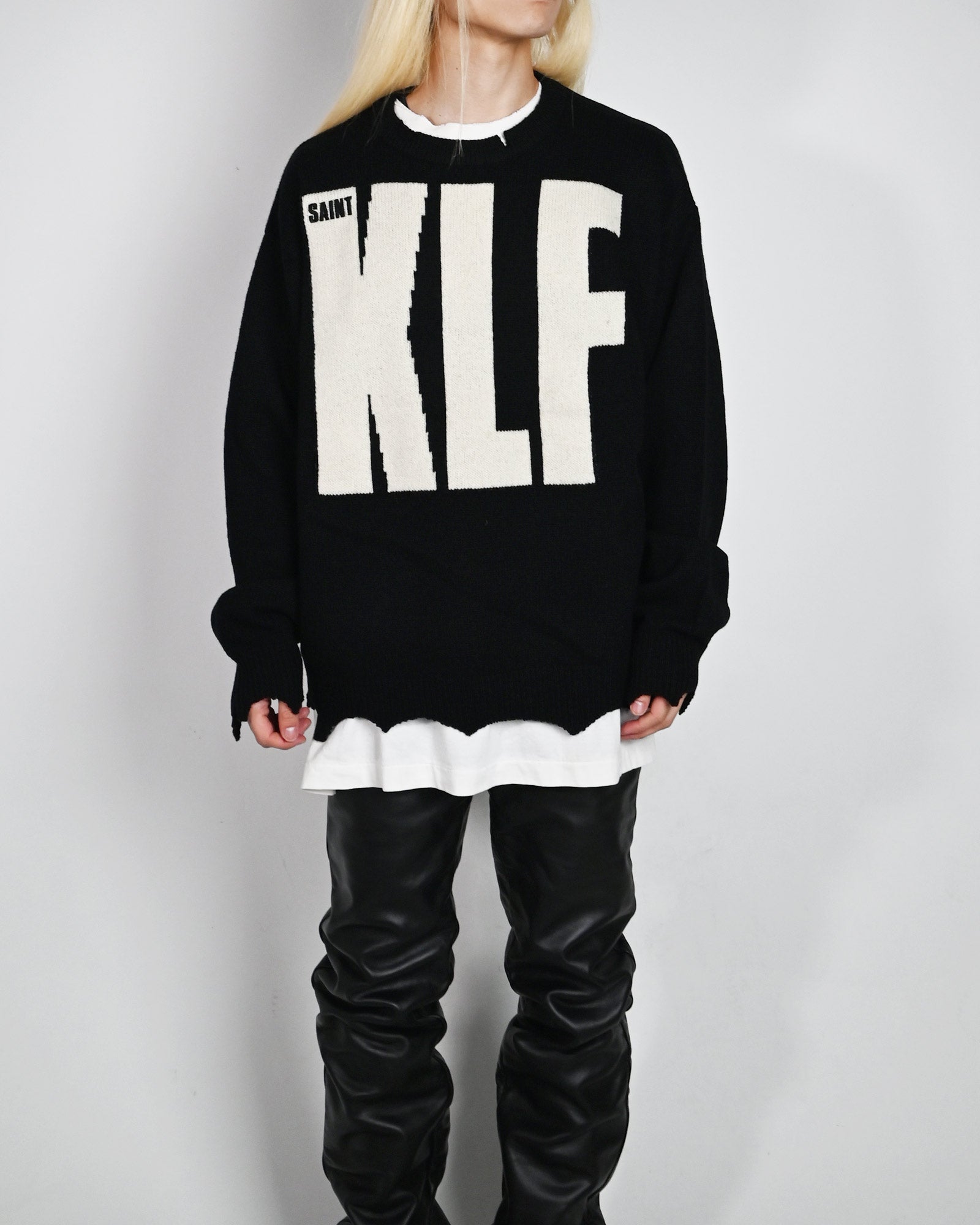 ©SAINT M××××××・saint michael -  KLF_CREW NECK KNIT/KLF / BLACK